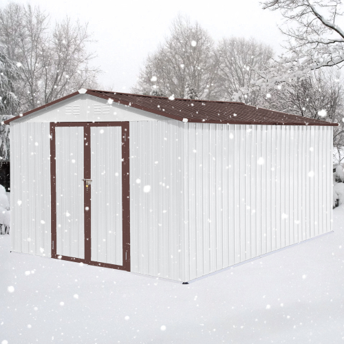 Metal garden sheds 12ft×10ft outdoor storage sheds Dark-grey、、eastwooduniform