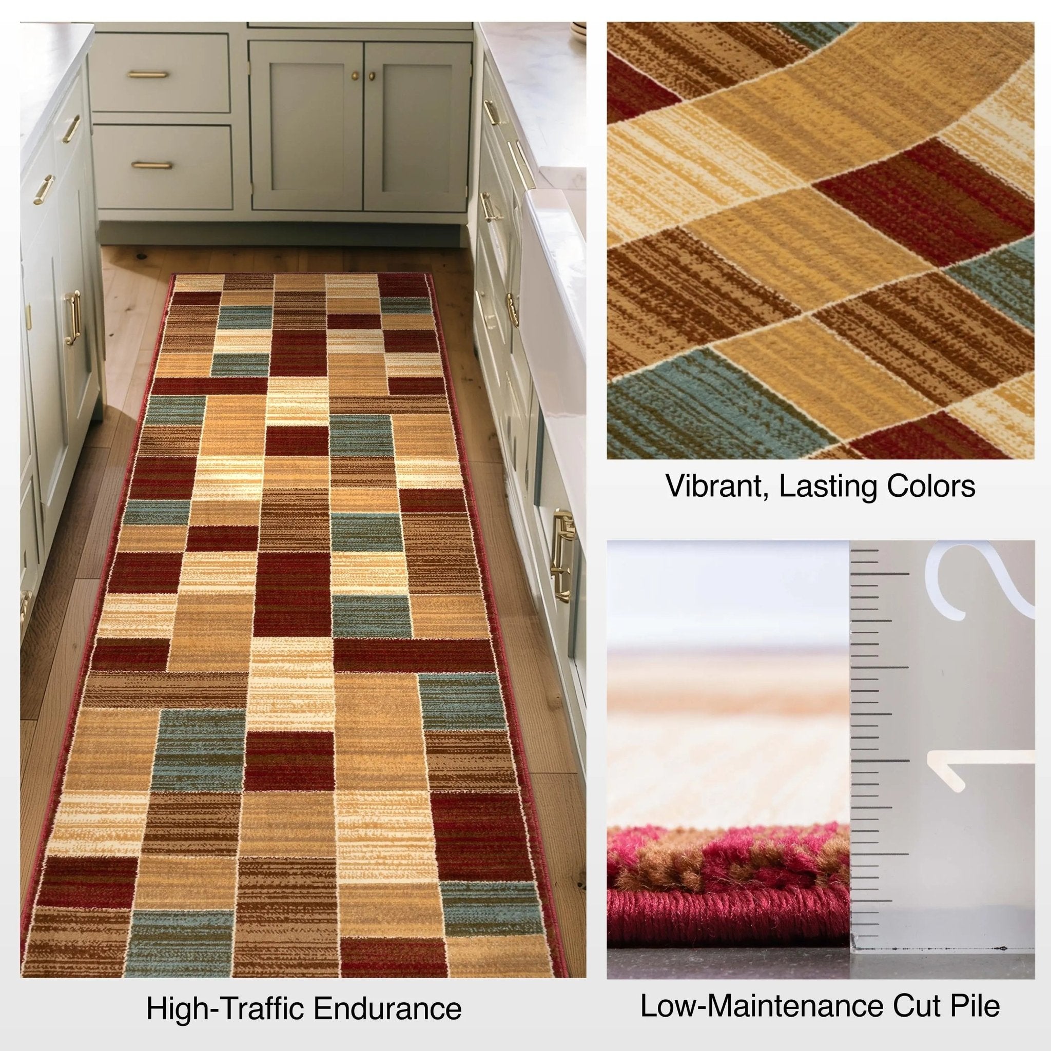 Custom Size Runner Yaren Geometric Modern Red 27 Inch Wide x Choose Your Length Hallway Runner Rug、mySite、gigharbornorthrealestate