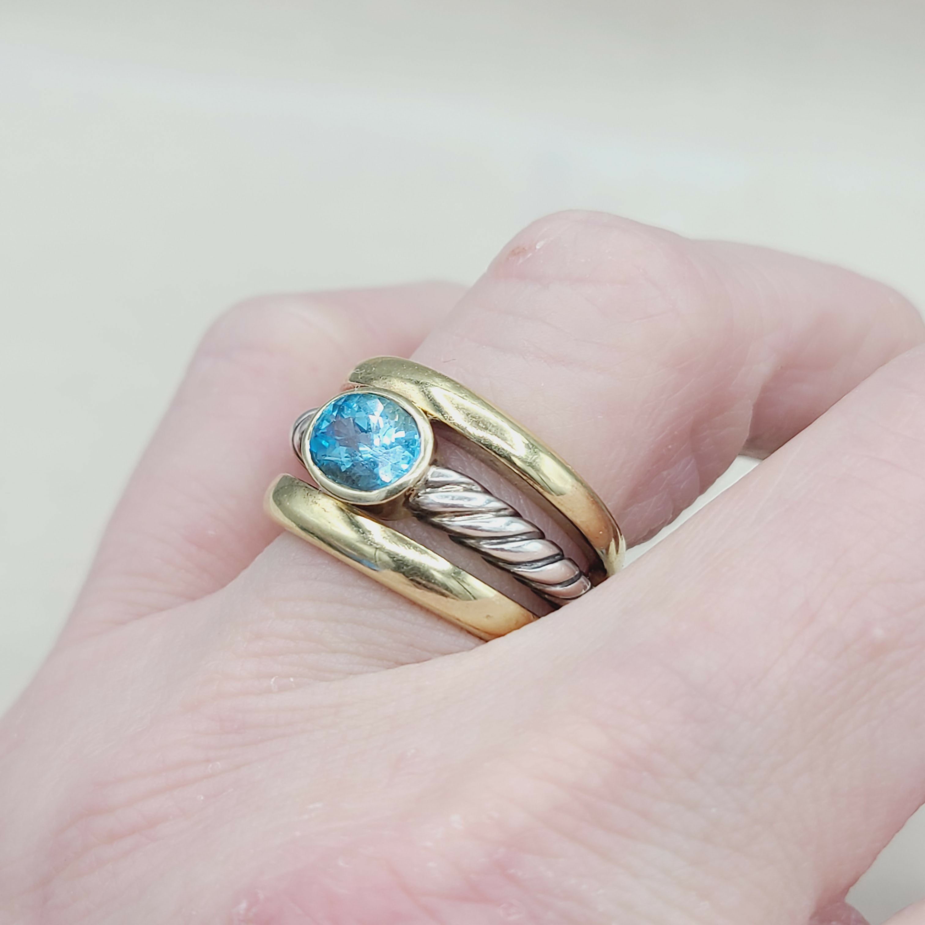 David Yurman Triple Row Stack Ring Blue Topaz & 18K Gold、mySite、hinf8tx79