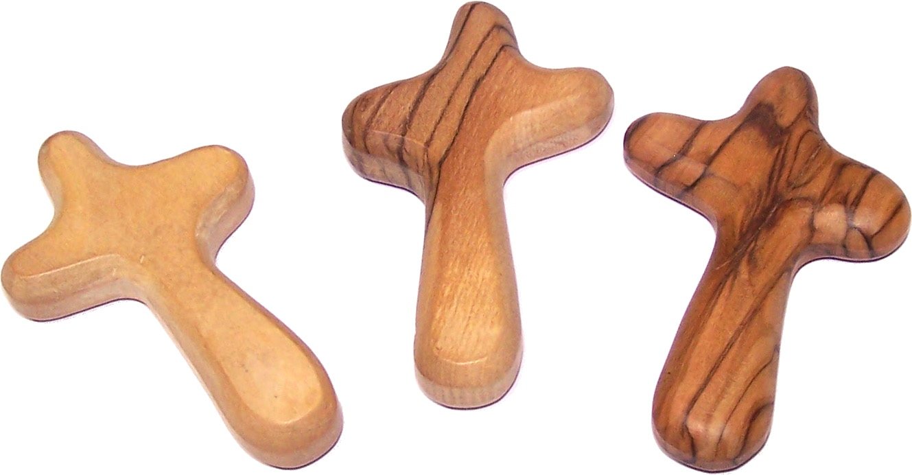 Small Olive Wood Pocket Comfort Holding Cross Package with Velvet Bag & Lord's Prayer Card - The Holding or Hand Cross (2 inches)、mySite、topwebapps