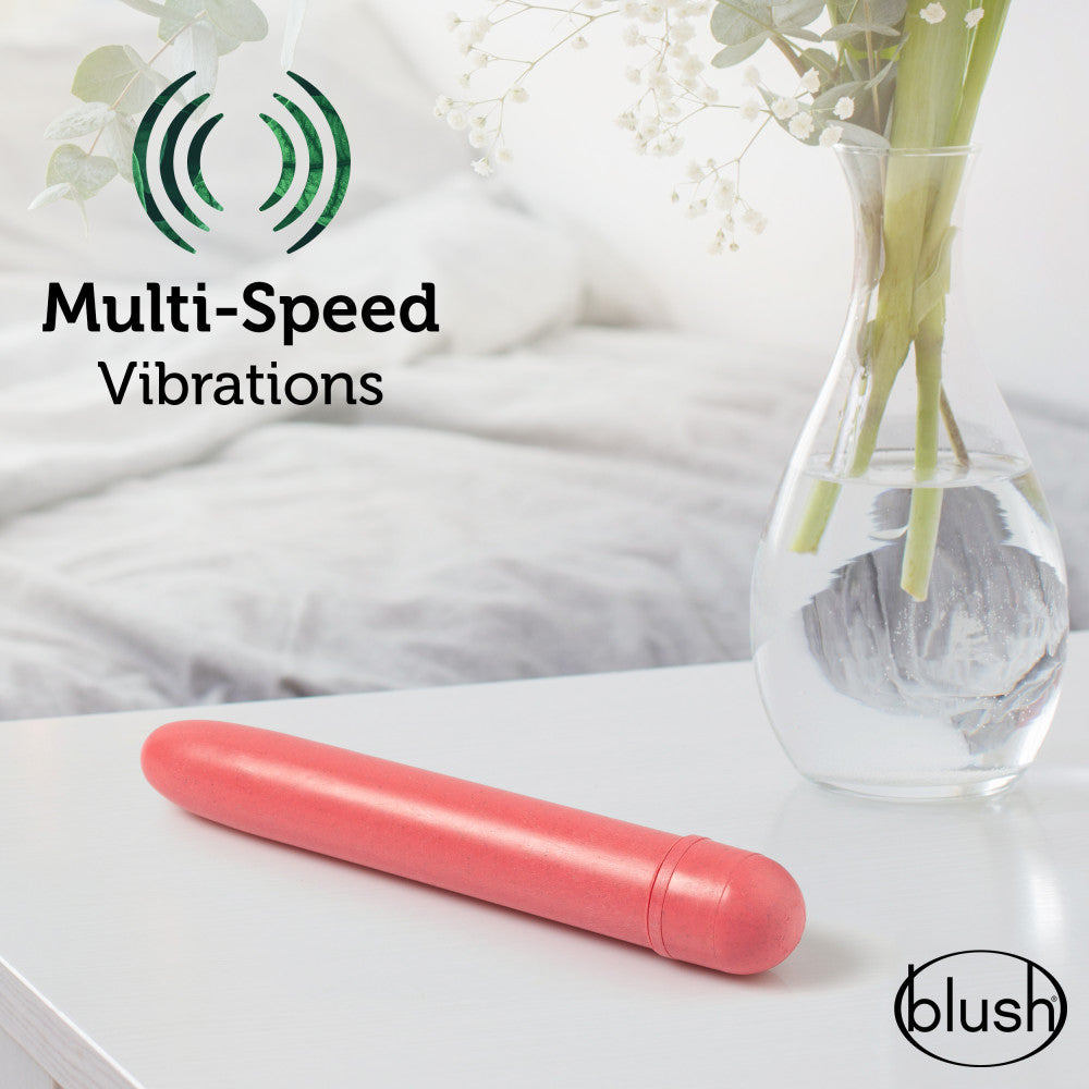 Gaia® By Blush | Eco: Plant-Based 7 Slim Multispeed Vibrator in Coral - Made from Sustainable BioFeel™、mySite、bottomscart