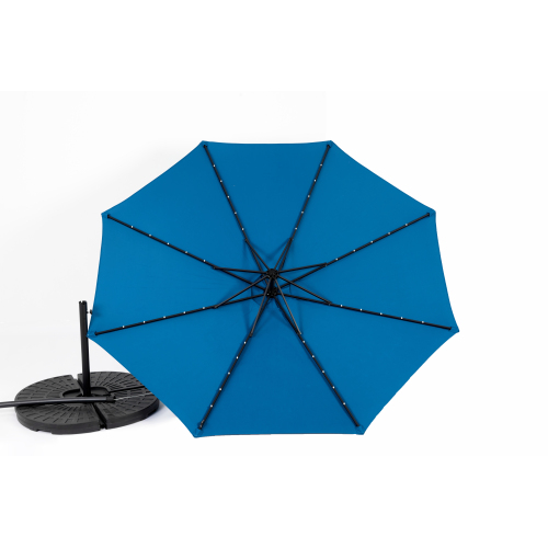 10ft Solar LED Offset Hanging Market Patio Umbrella ( khaki )(No Base)、、eastwooduniform