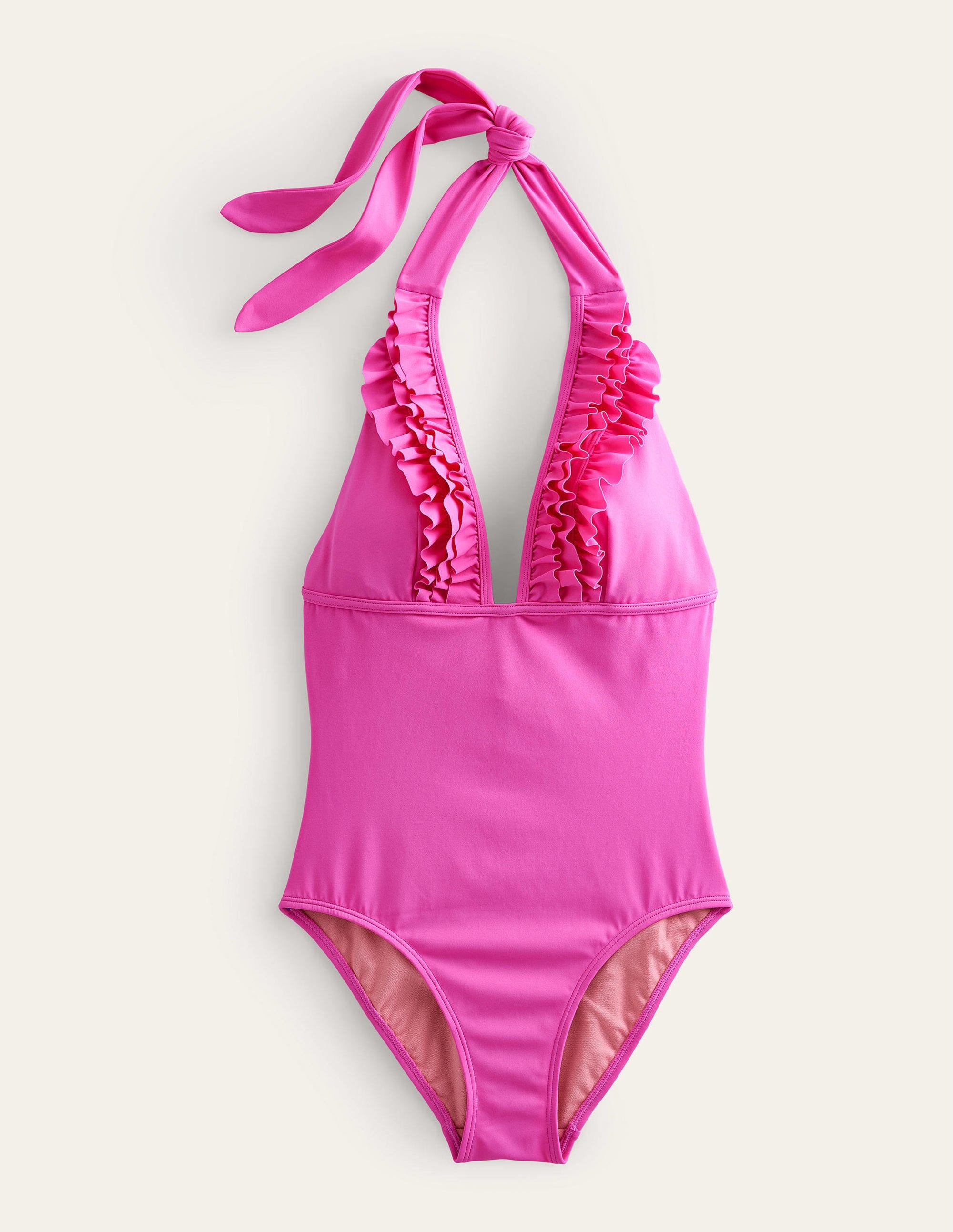  Ruffle Halter V-neck Swimsuit-Amazing Pink、mySite、ashleygrahame