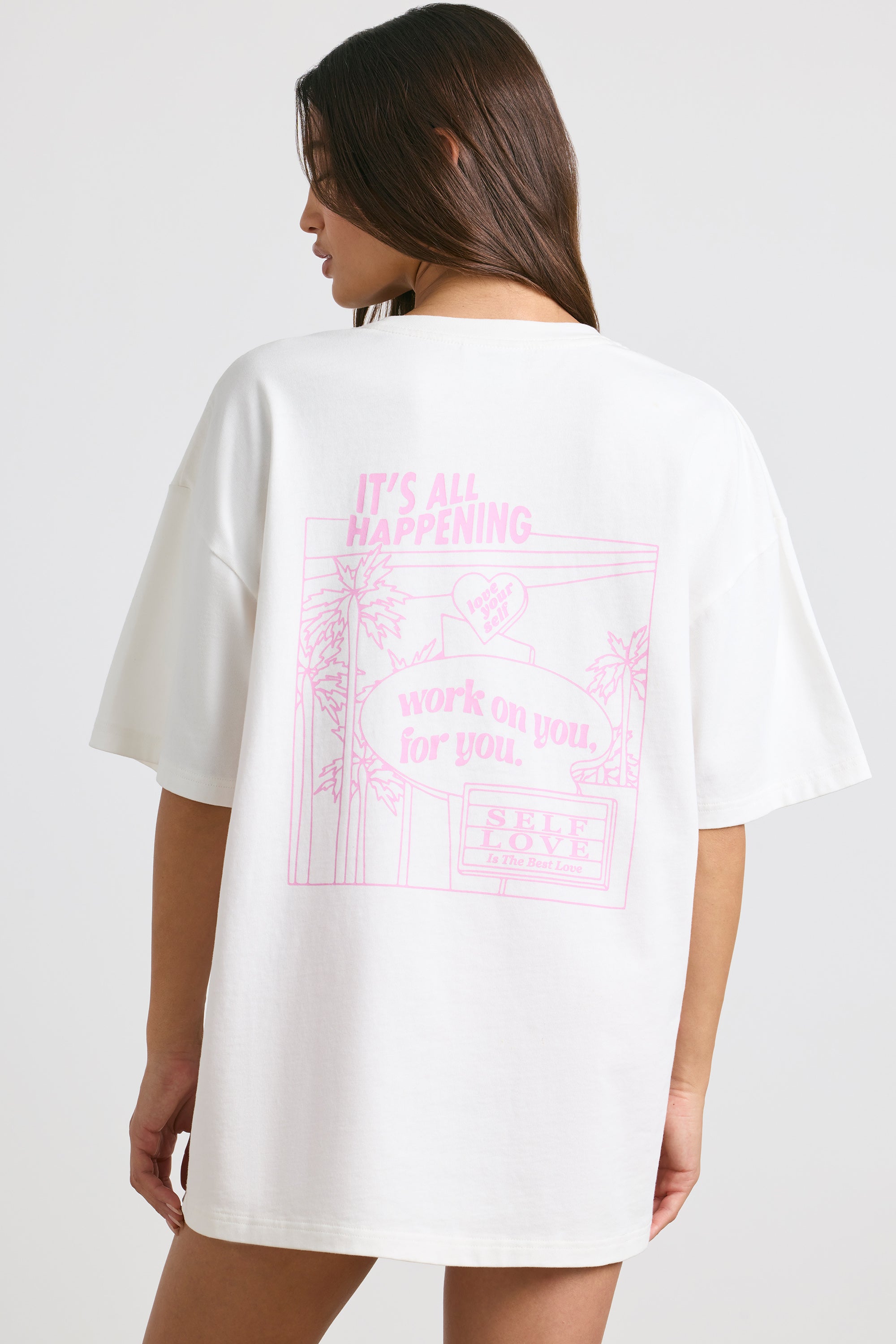 Oversized Short-Sleeve T-shirt in White、mySite、solidvoid
