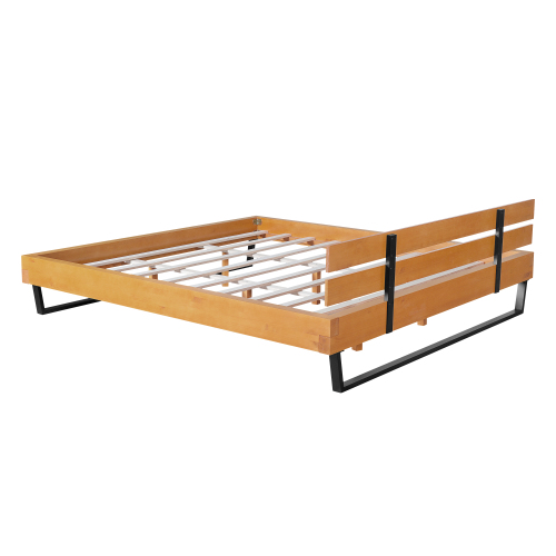 PINE WOOD BED FRAME KING SIZE,NATURAL & BLACK COLOR、、eastwooduniform
