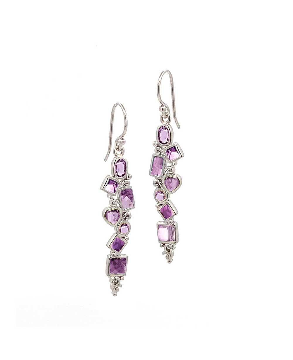 Mixed Geometry Amethyst Sterling Silver Earrings、mySite、topwebapps