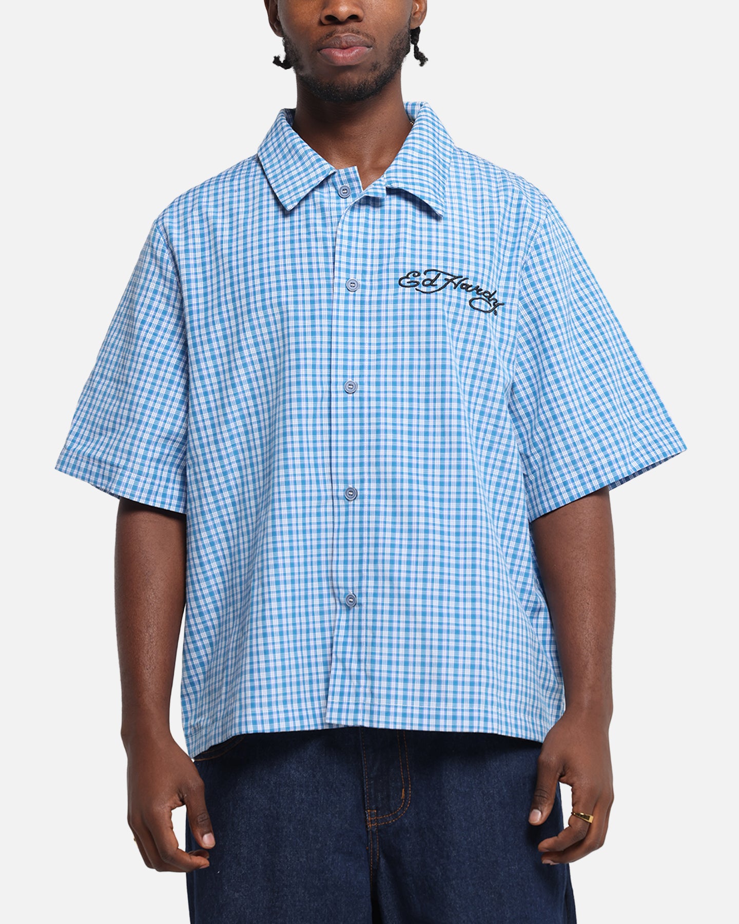 Ed Hardy Panther Button-Up Shirt Blue、mySite、zt4zffjzw