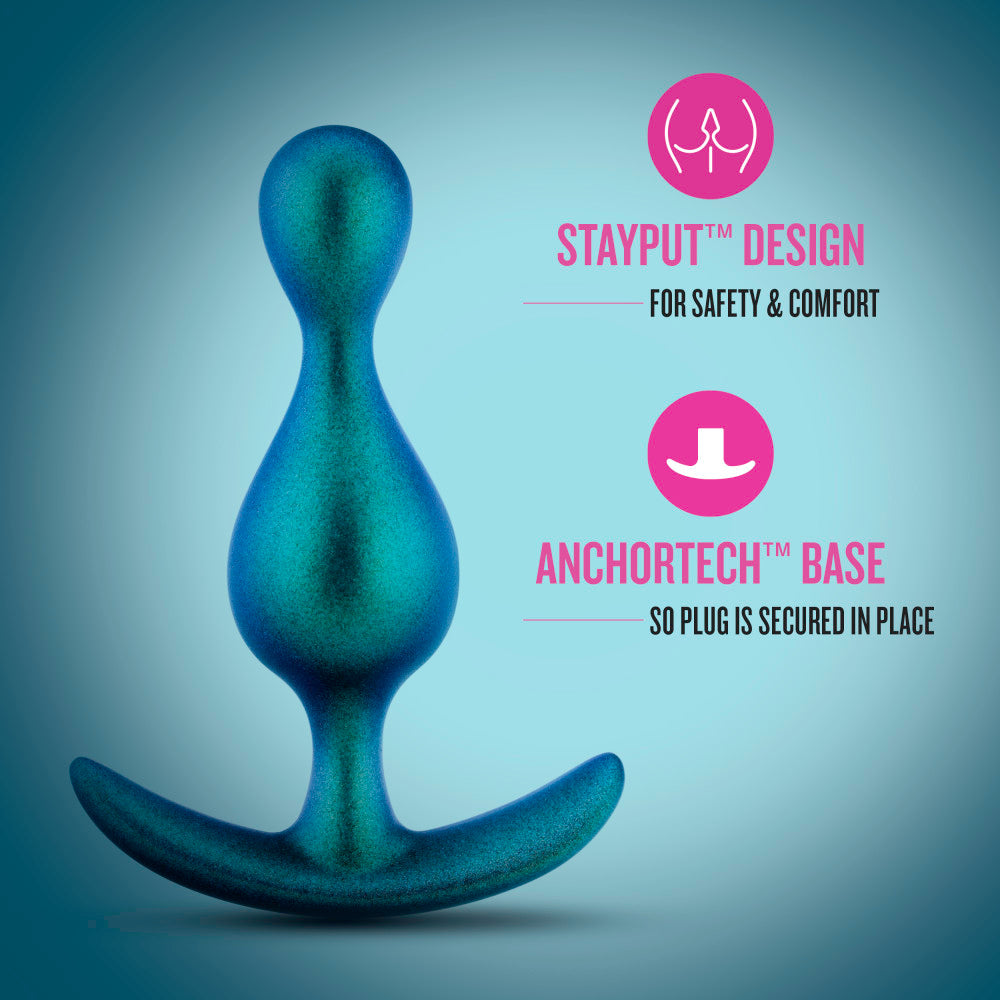 Anal Adventures Matrix By Blush® | The Photon Plug: 4.5 inch Smooth Tapered Butt Plug in Neptune Teal | With Stayput™ Technology & AnchorTech™ Base、mySite、bottomscart