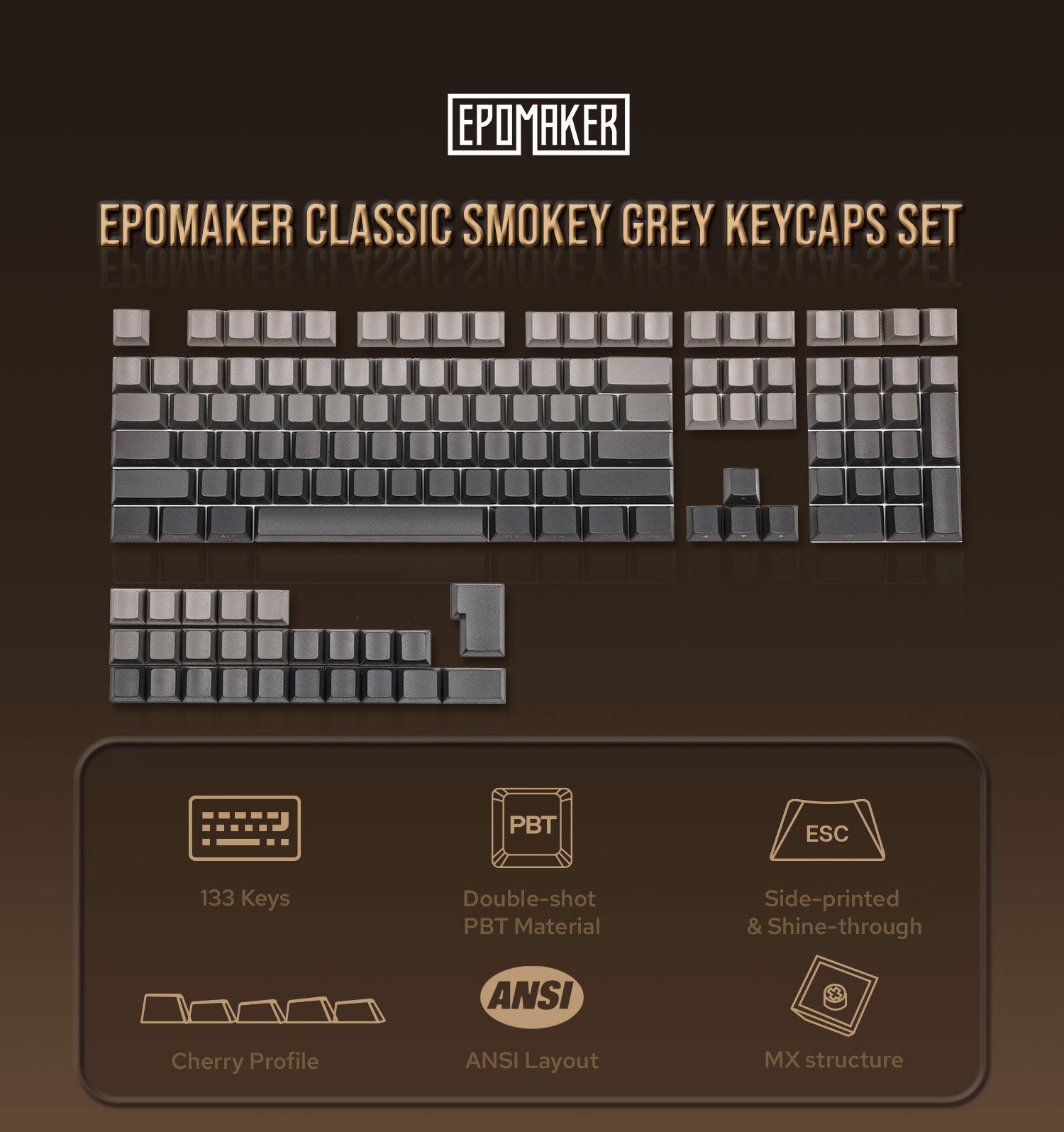 EPOMAKER Smokey Grey Keycaps Set
