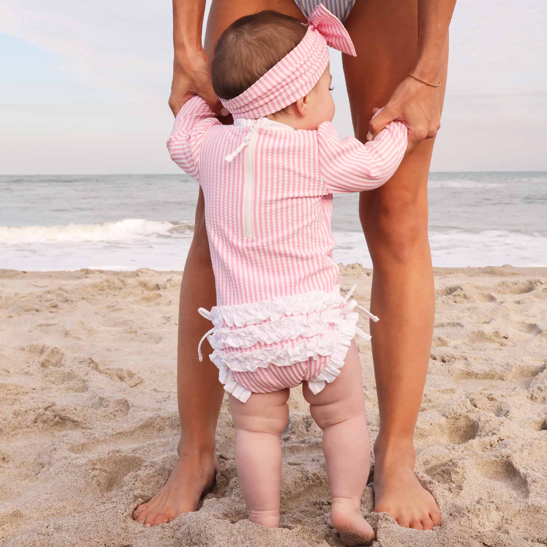  Long Sleeve Rash Guard With Ruffle Bottom | Seersucker Dusty Pink、mySite、layawaytickets