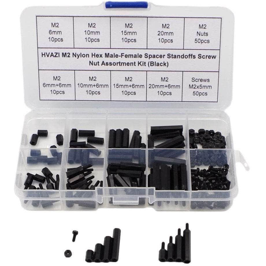 M2 Nylon Hex Male-Female Spacer Standoffs Screw Nut Assortment Kit (Black) for 2/3 and 20x20 Rigs、mySite、merchandisen