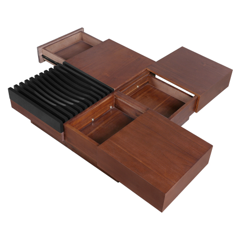 ITALIAN RETRO - INSPIRED ACACIA WOOD STORAGE COFFEE TABLE ,BROWN & BLACK COLOR、、eastwooduniform