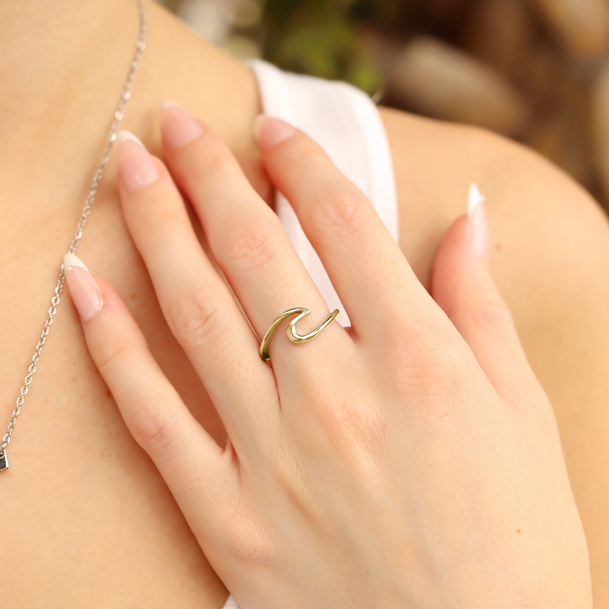 Stainless Steel 18K Gold PVD Coated Wave Ring / SCR4122、mySite、dreamappss