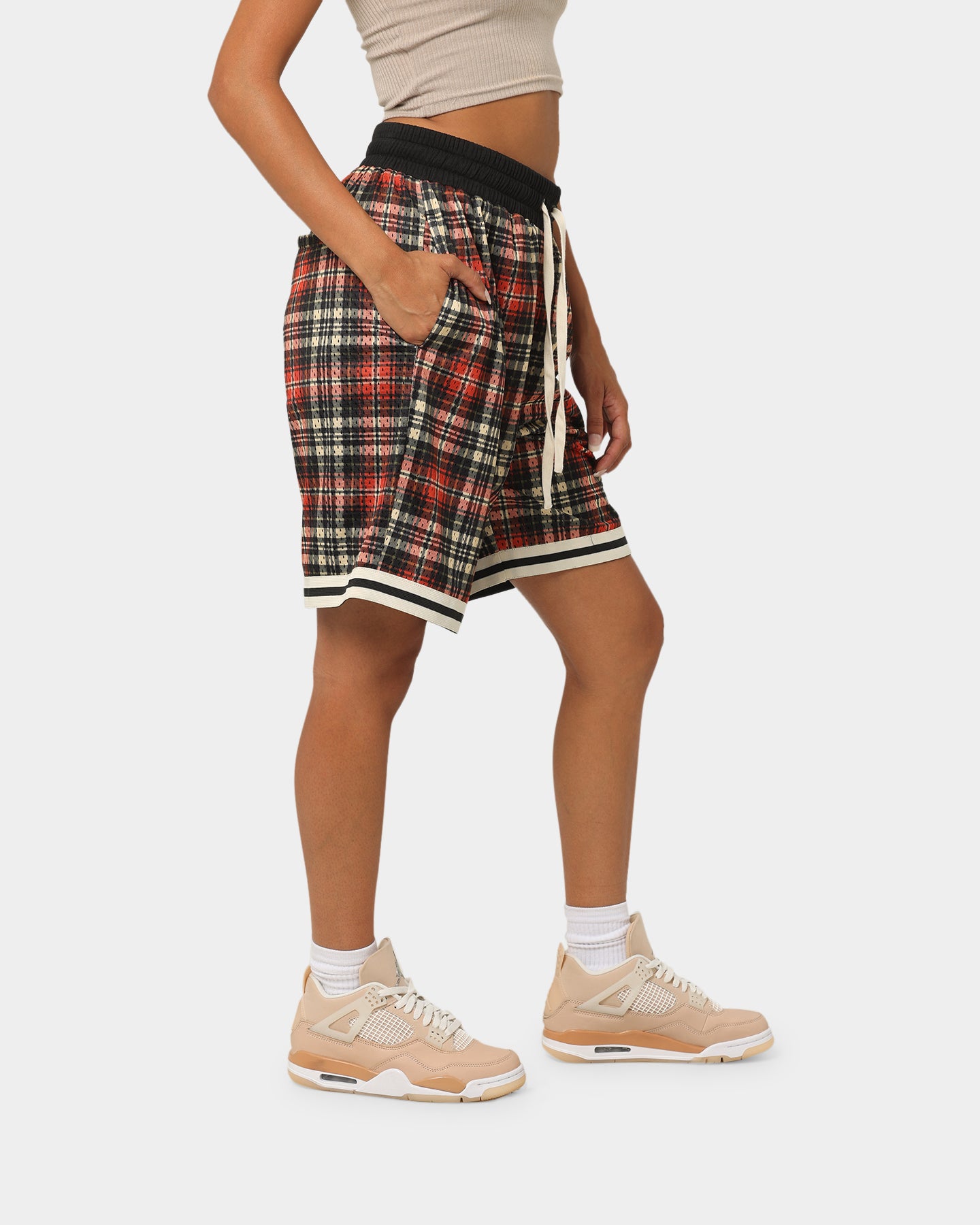 EN ES Team Basketball Shorts Red Plaid、mySite、zt4zffjzw