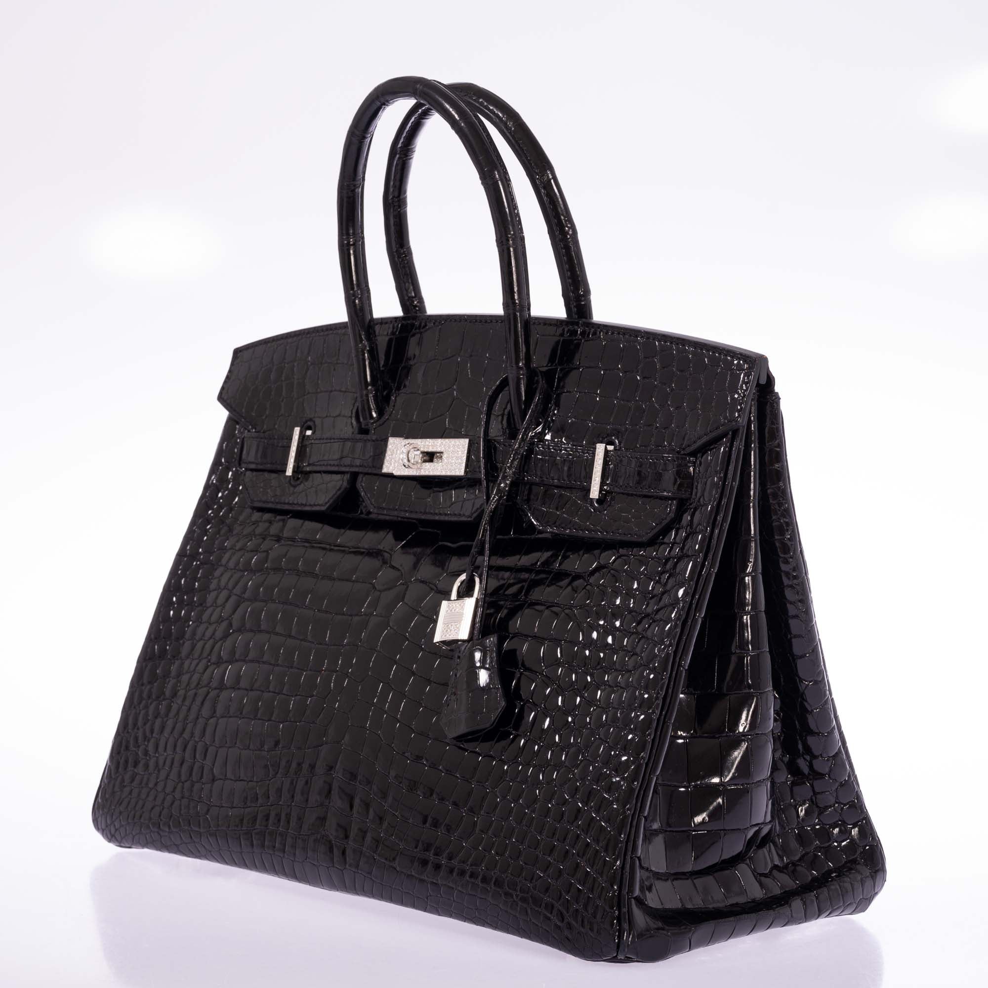 Hermès Birkin 35 Black Shiny Porosus Crocodile 18K White Gold and Diamond Hardware、mySite、garminoutage.com