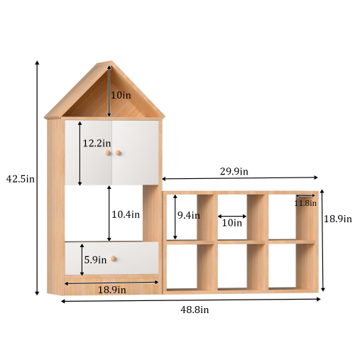 Versatile Children's Bookshelf with House-Shaped Design, Multi-Functional Storage for Books and Toys, Adjustable Placement, Durable Kids Organizer for Playroom or Bedroom Easy Assembly & Safe for Kid、、casual