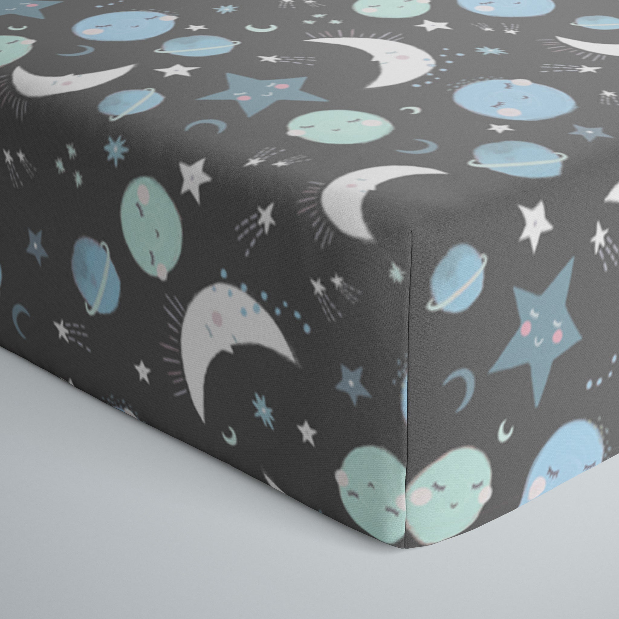  Blue To the Moon & Back Fitted Crib Sheet、mySite、layawaytickets
