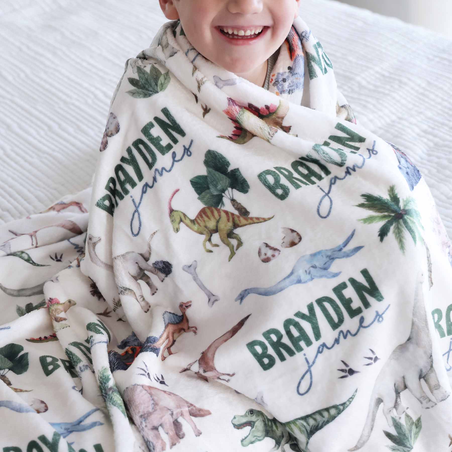  Dino Tracks Personalized Kids Blanket、mySite、layawaytickets