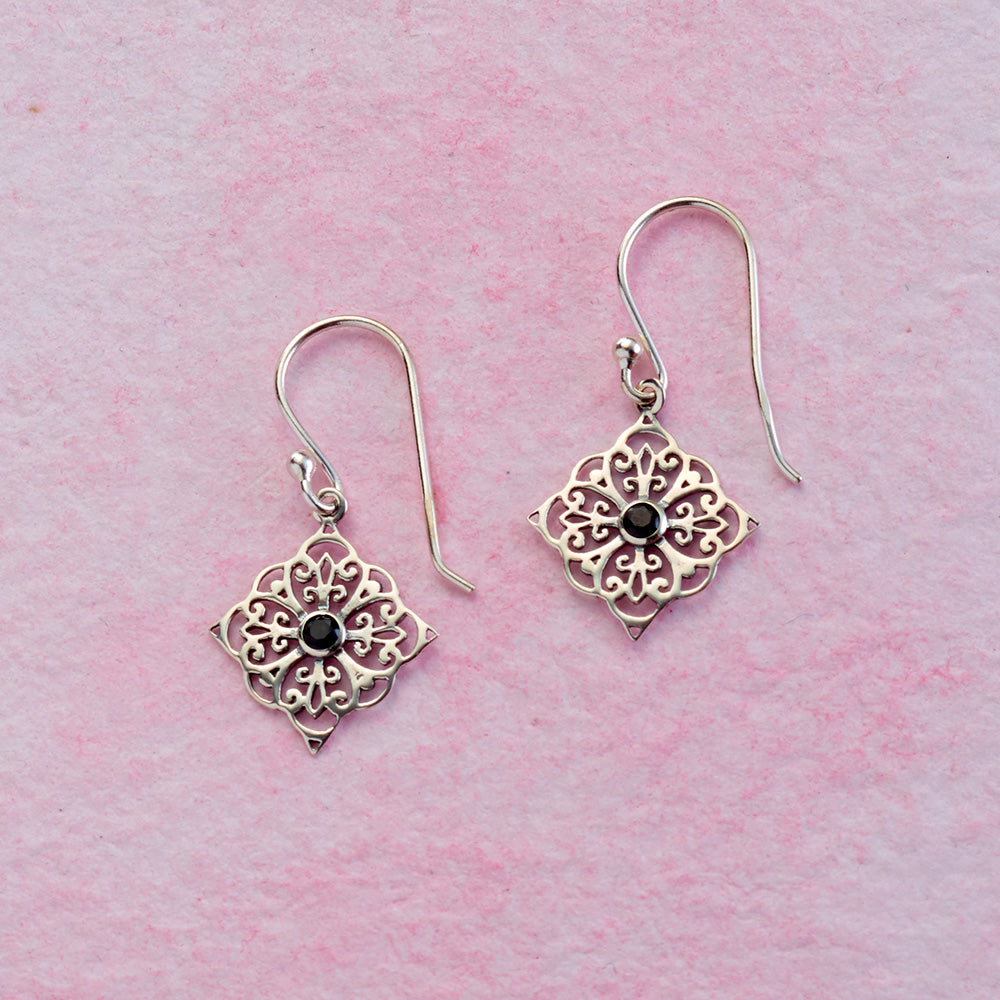 Mandala Earrings with Faceted Black Onyx、mySite、topwebapps