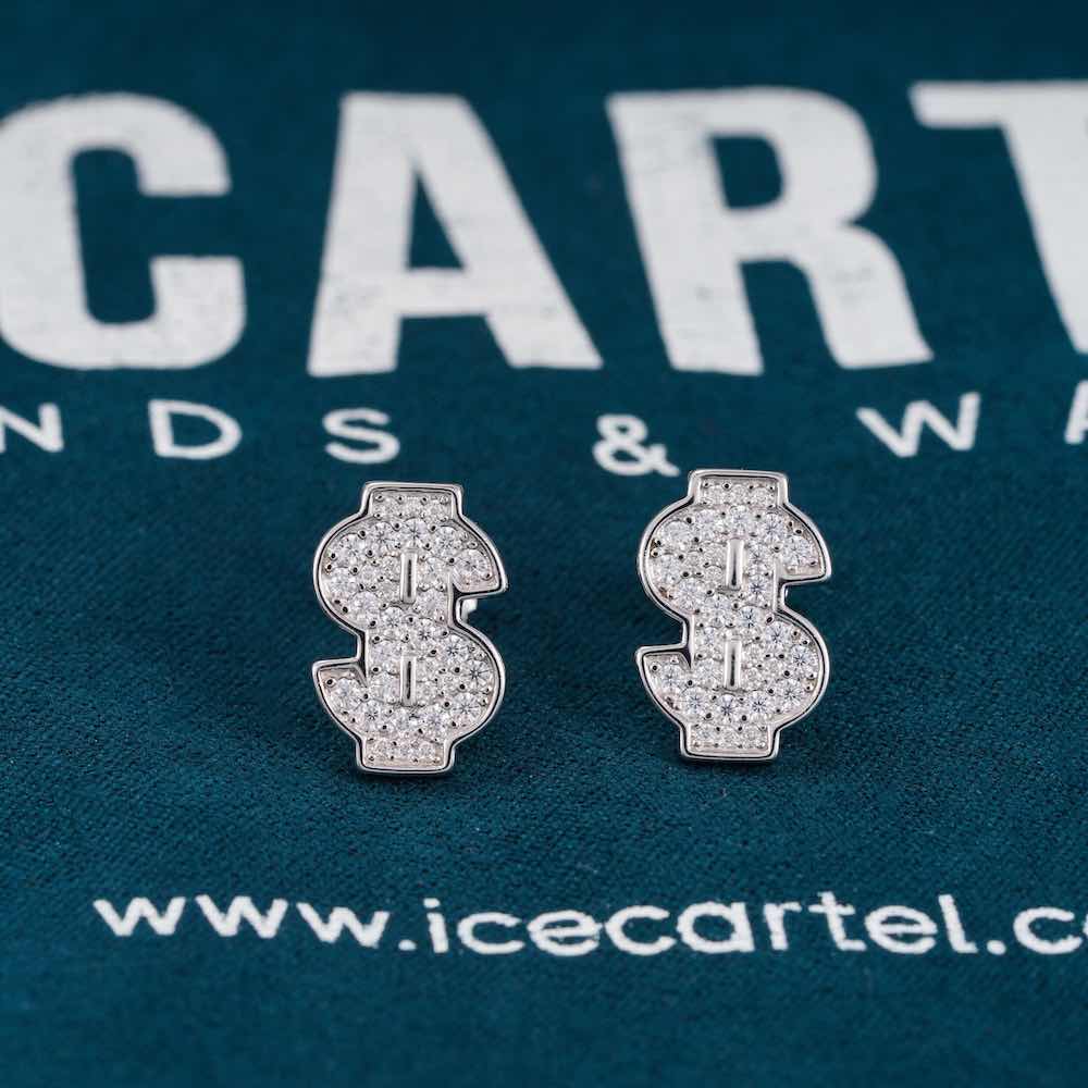 Moissanite Dollar Sign Earrings 14K Gold、mySite、hinf8tx79