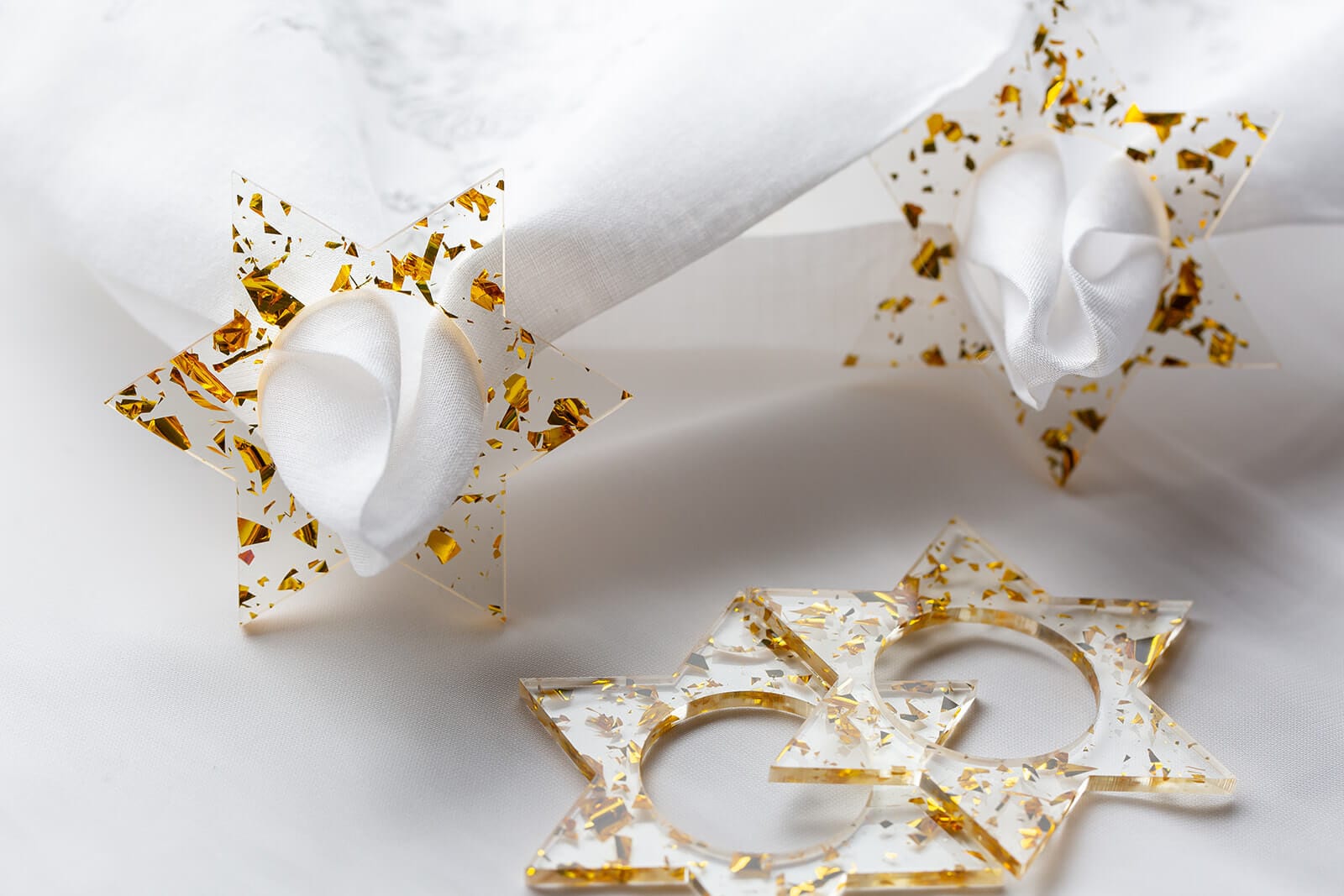 Magen David Napkin Rings - Gold Fleck - Set of 4、mySite、topwebapps