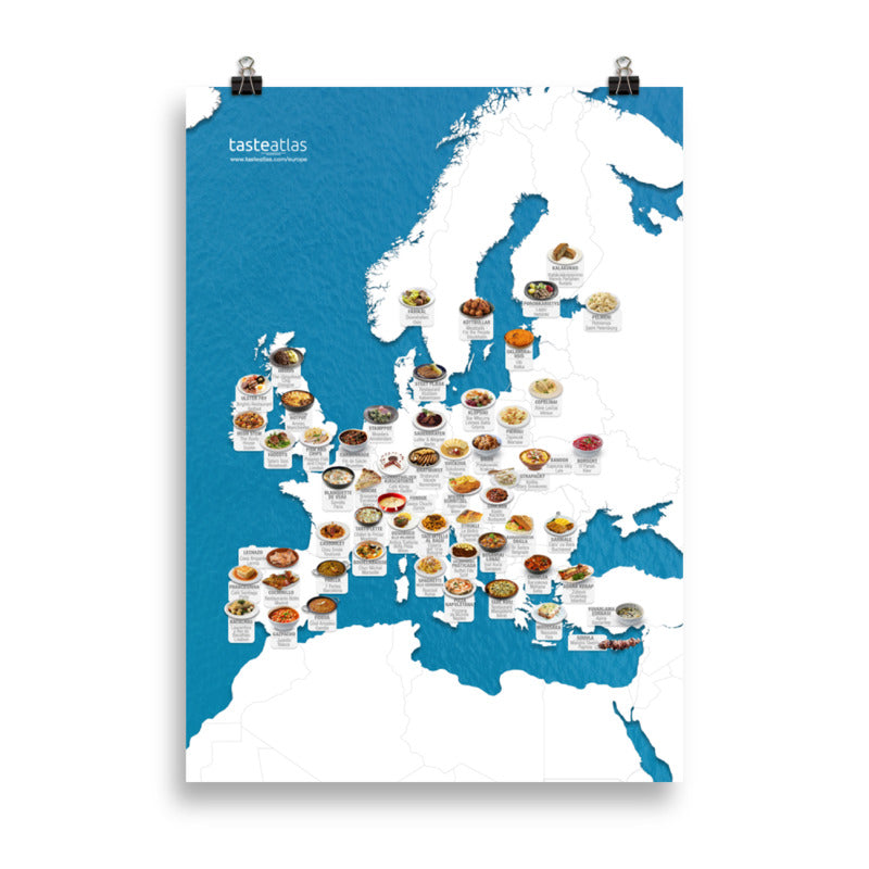 European Iconic Dishes Map Poster (in)、mySite、camillekostekn