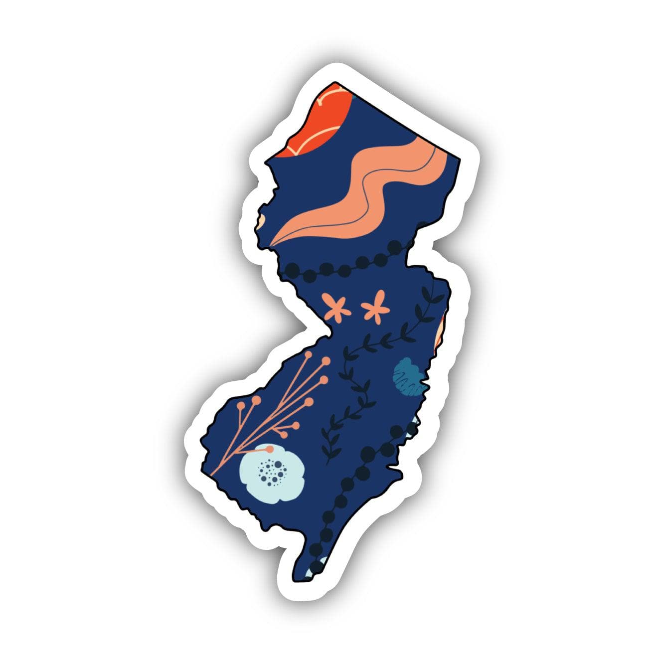  New Jersey Blue Floral Abstract Sticker、mySite、elrpsem3k