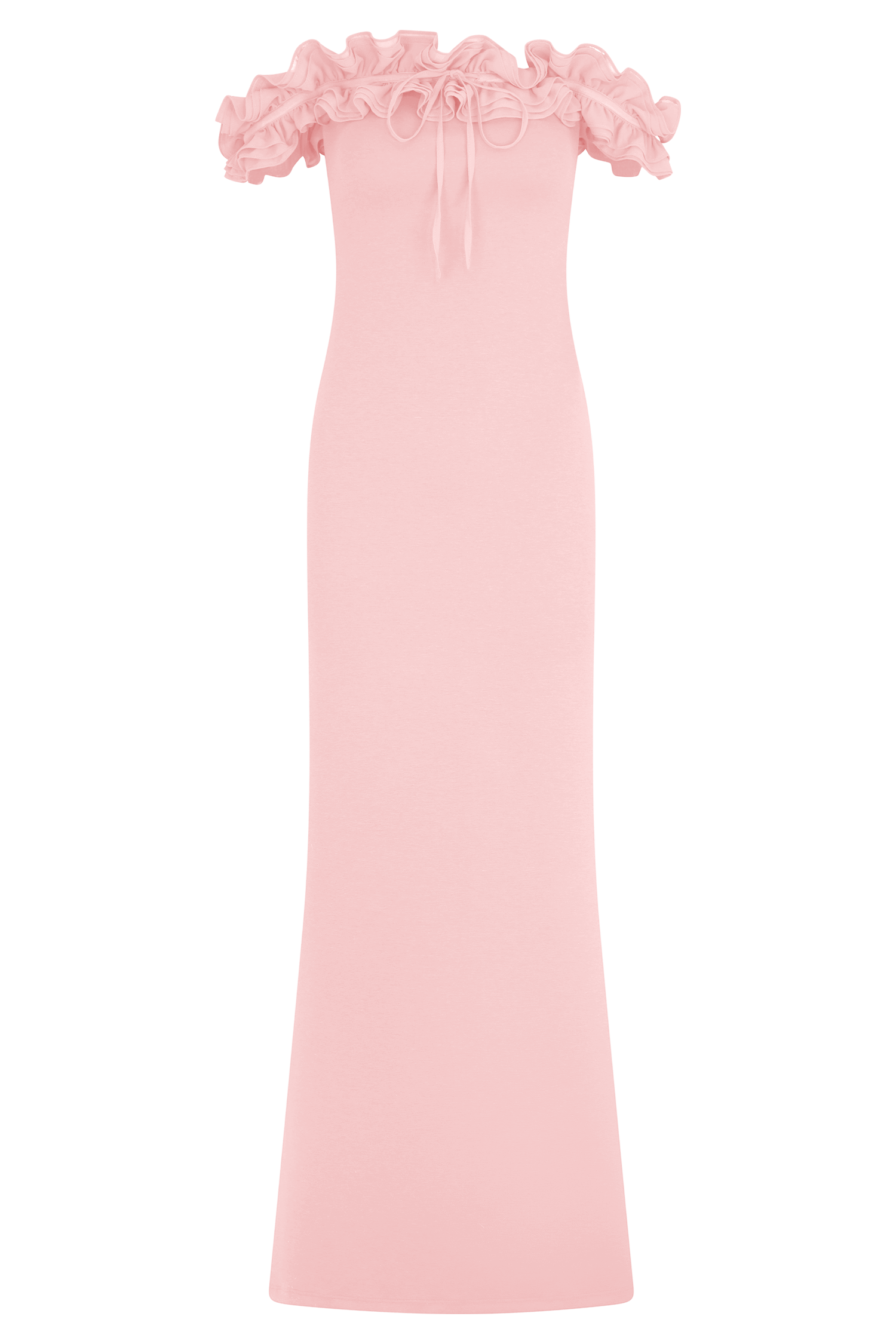 Nova Ruffle Off Shoulder Maxi Dress - Ballet Pink、mySite、solidvoid