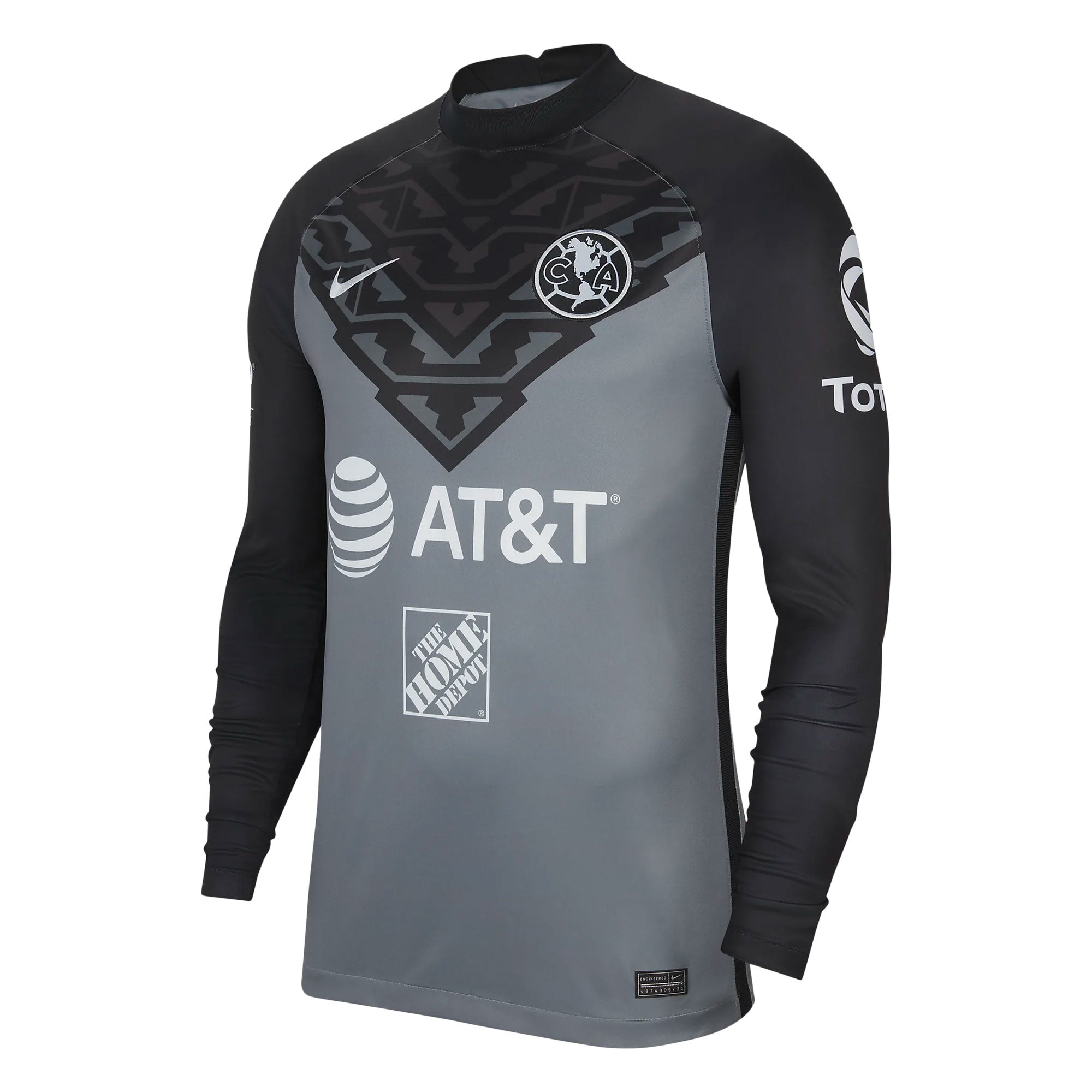 Nike Men's Club America 2021/22 Long Sleeve Goalkeeper Jersey Black/Grey、mySite、noshort