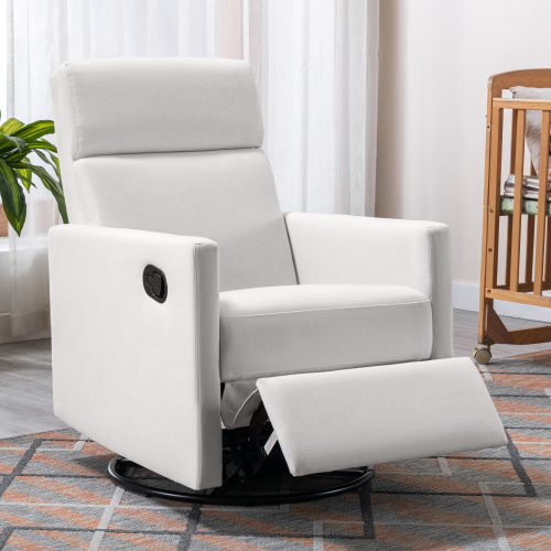 Modern Upholstered Rocker Nursery Chair Plush Seating Glider Swivel Recliner Chair, Gray、、casual