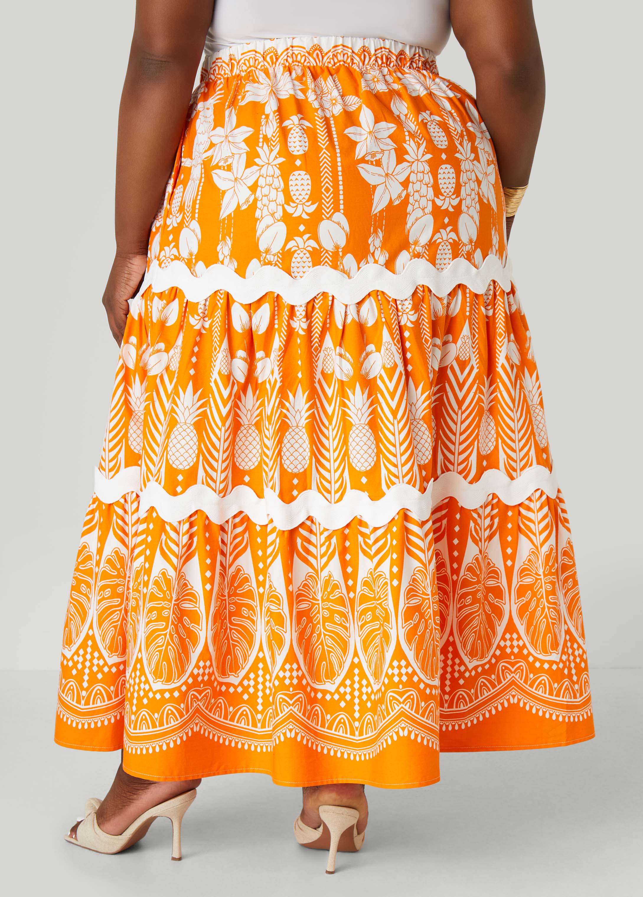 Ricrac Trimmed Floral Maxi Skirt、mySite、bengalsvssteelers