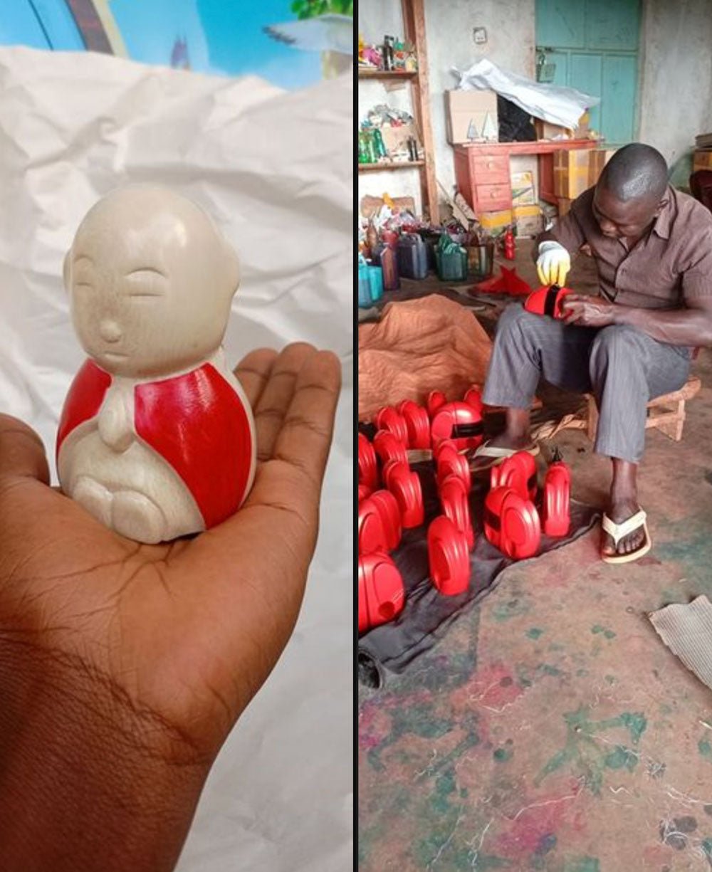 Hand Carved Mini Jizo Monk Statue, Artistan-made in Kenya、mySite、topwebapps