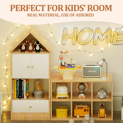 Versatile Children's Bookshelf with House-Shaped Design, Multi-Functional Storage for Books and Toys, Adjustable Placement, Durable Kids Organizer for Playroom or Bedroom Easy Assembly & Safe for Kid、、casual