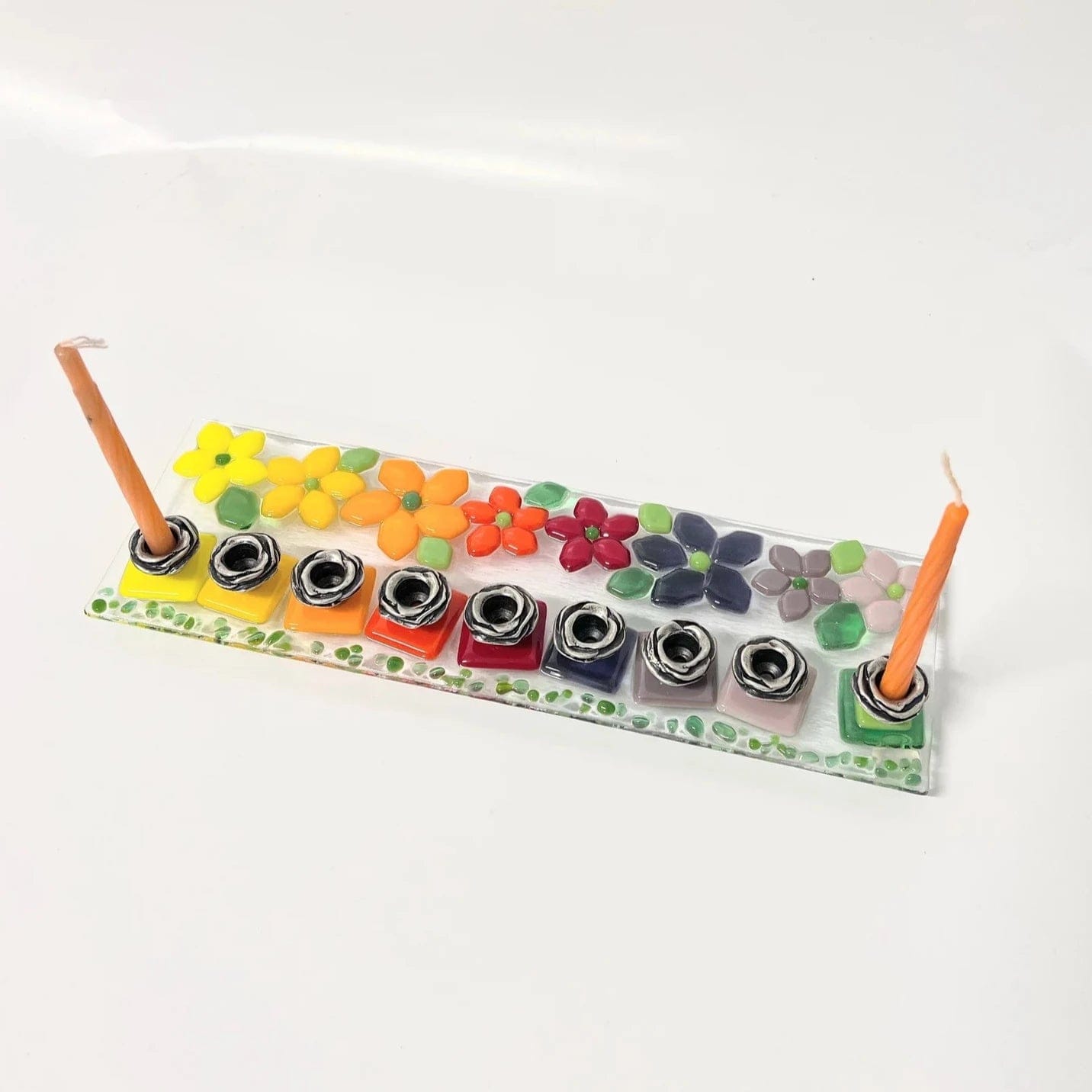 Rainbow Floral Fused Glass Menorah、mySite、topwebapps