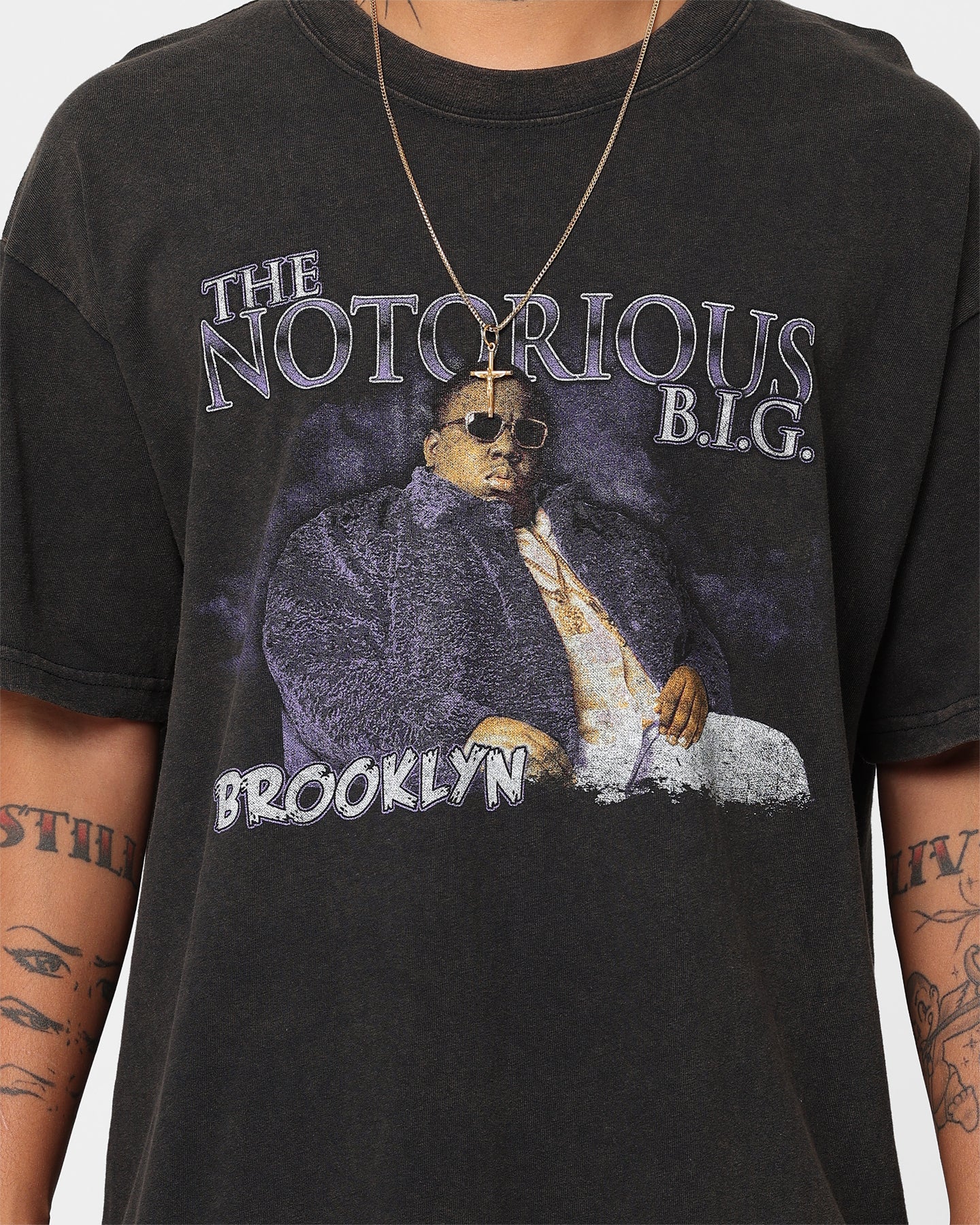 Notorious B.I.G King Of Brooklyn T-Shirt Black Wash、mySite、zt4zffjzw
