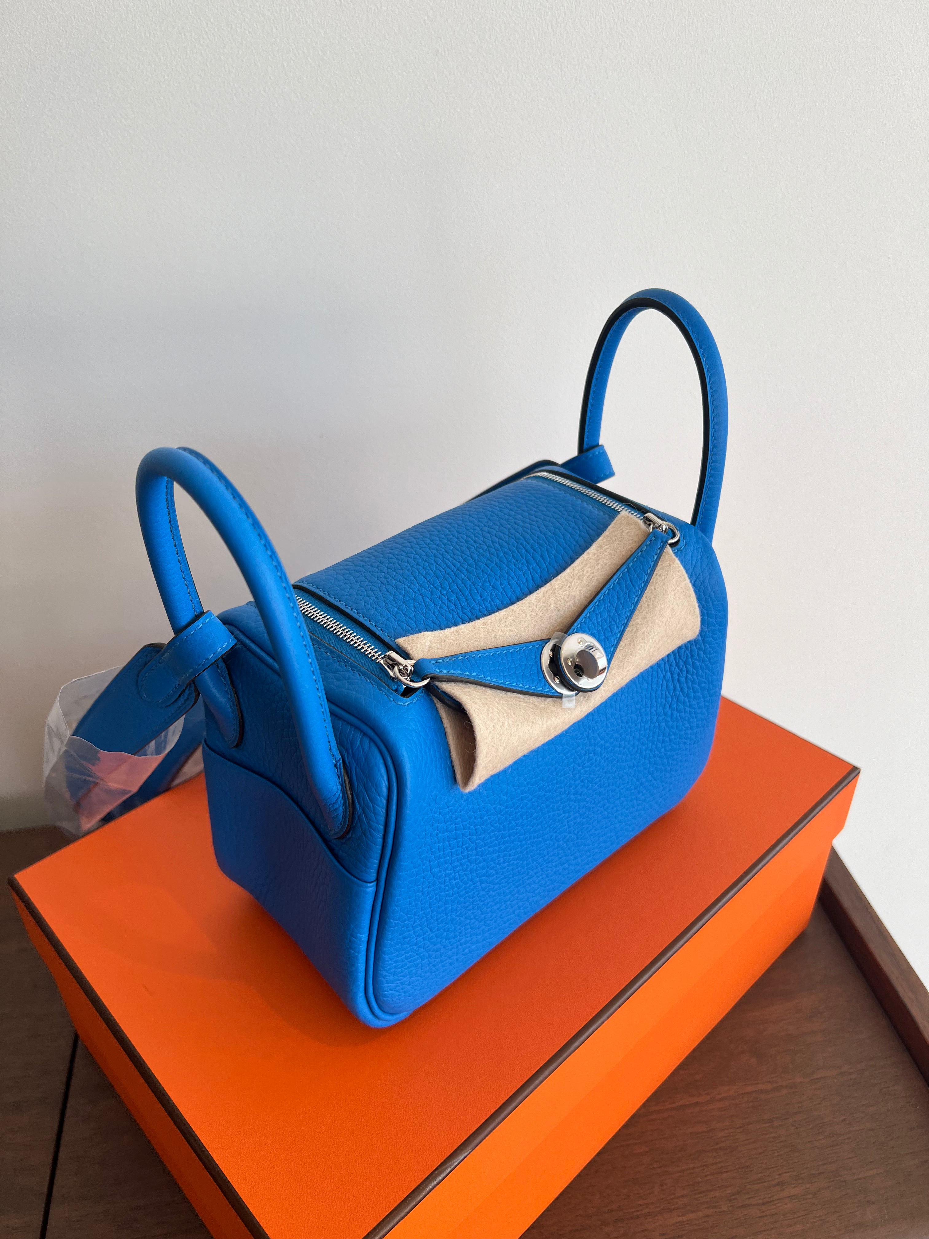 Hermès Mini Lindy Bleu Hydra Clemence PHW、mySite、garminoutage.com