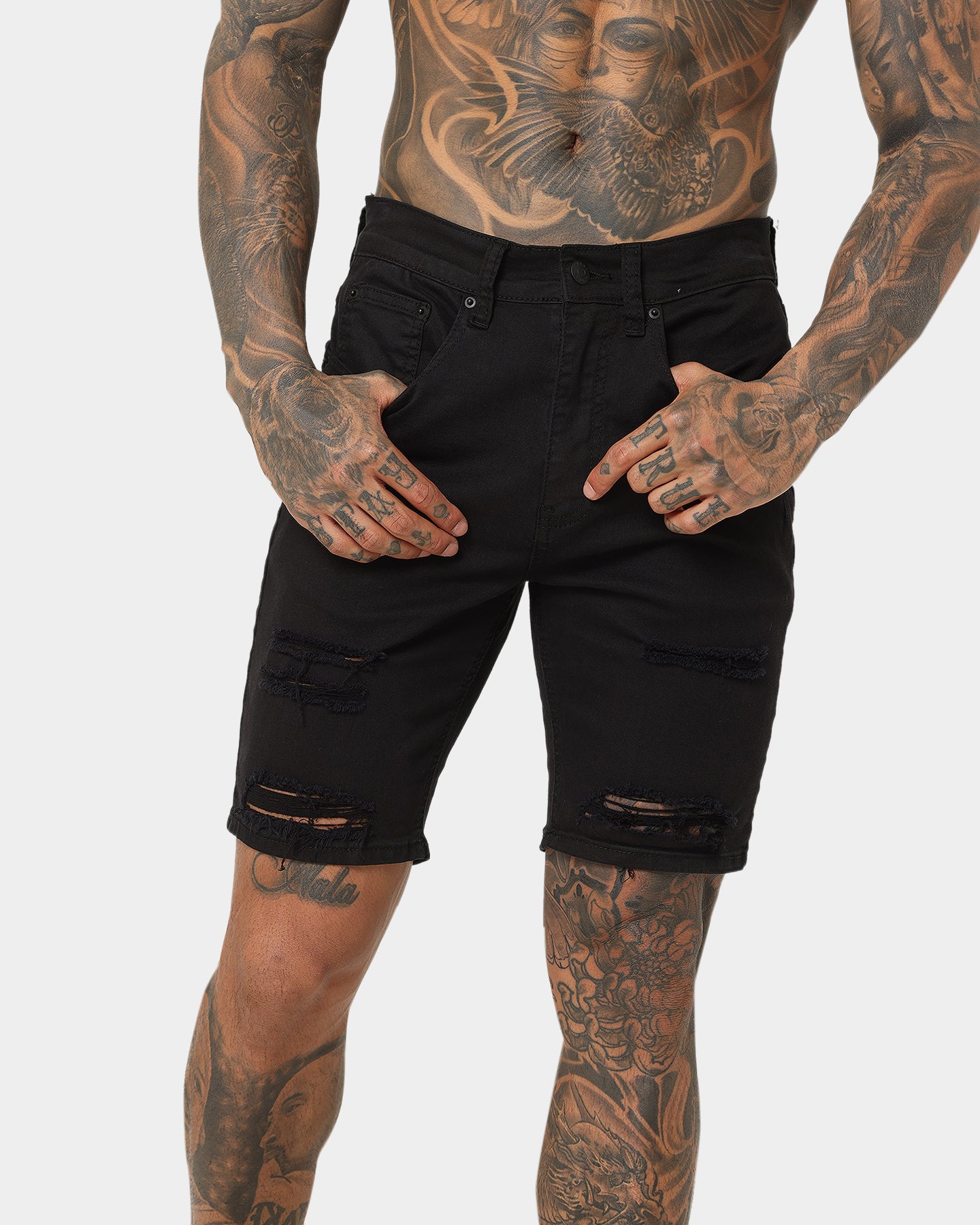 Saint Morta SM Thrashed Shorts Black、mySite、zt4zffjzw