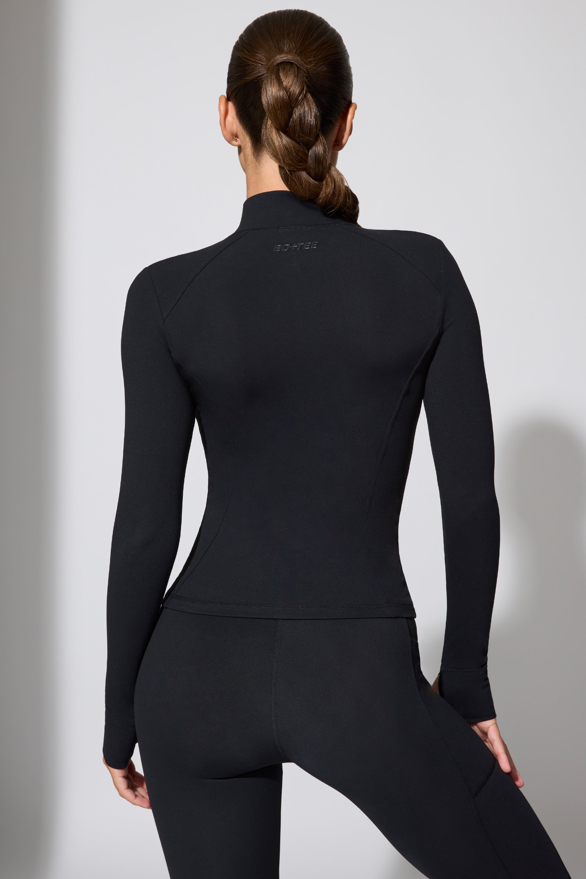 Long Sleeve Zip Up Jacket in Black、mySite、solidvoid