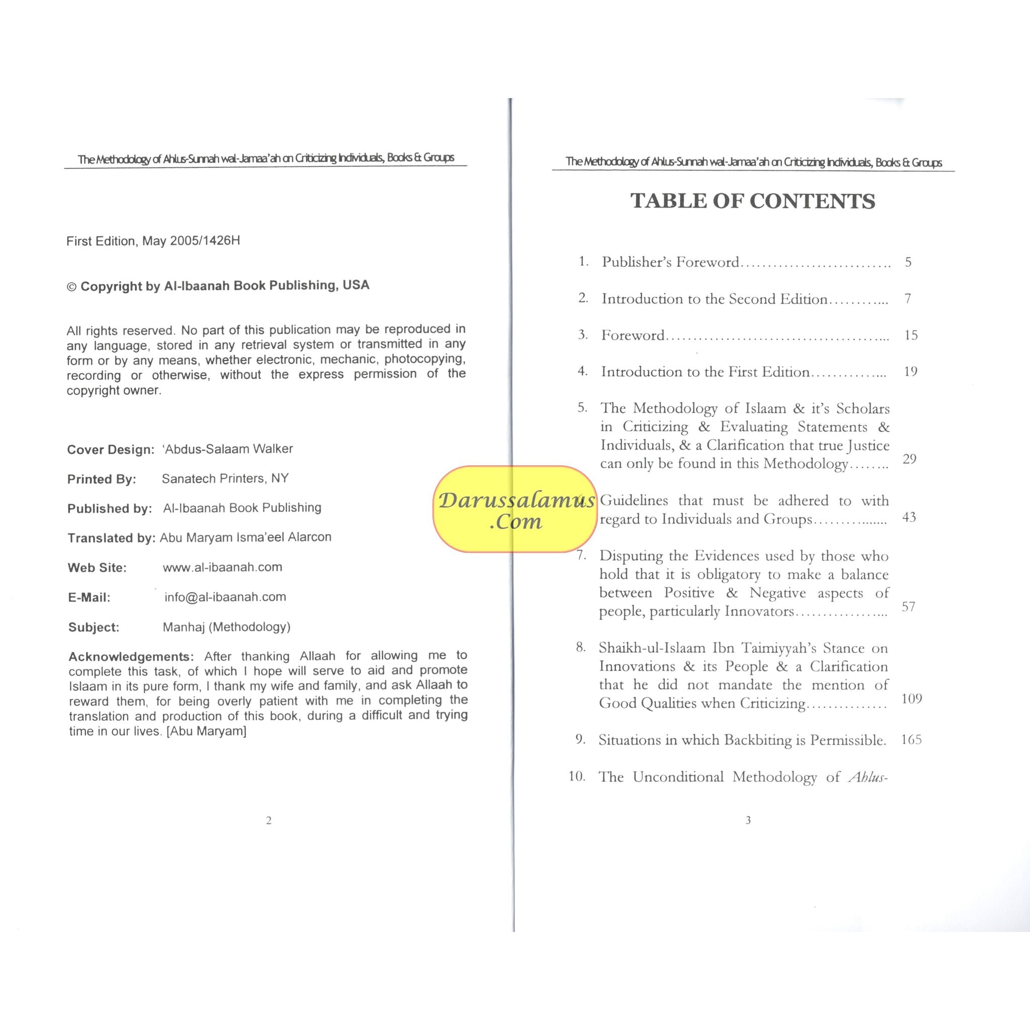 The Methodology Of Ahlus Sunnah Wal-Jamaa'ah On Criticizing Individuals, Books & Groups By Shaykh Rabee Bin Haadee Al-Madkhalee、mySite、topwebapps