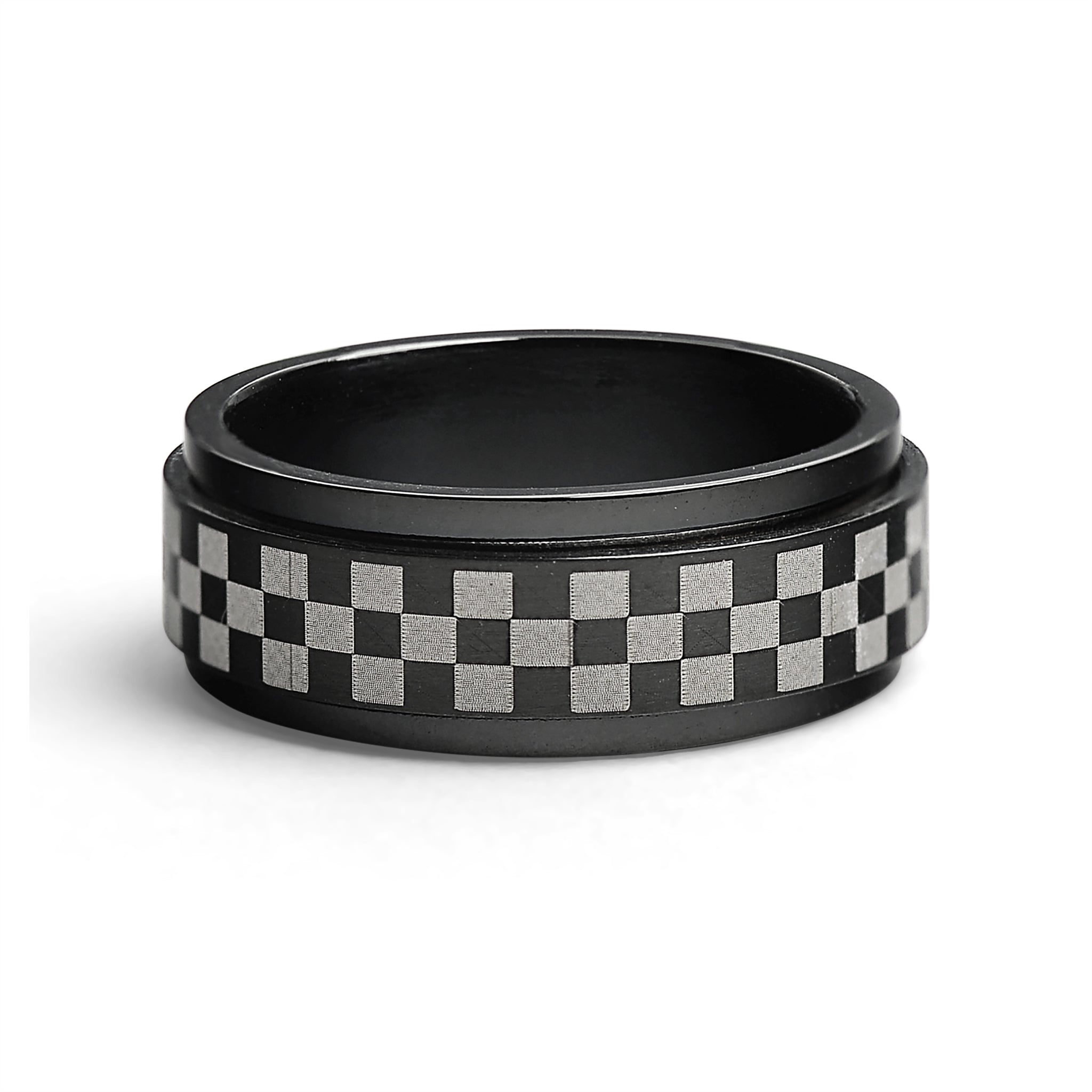 Stainless Steel Black Checker Spinner Ring / STC010、mySite、dreamappss