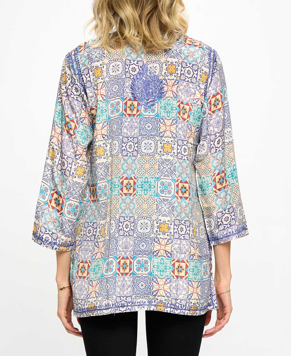 Geometric Print Embroidered Tunic、mySite、topwebapps