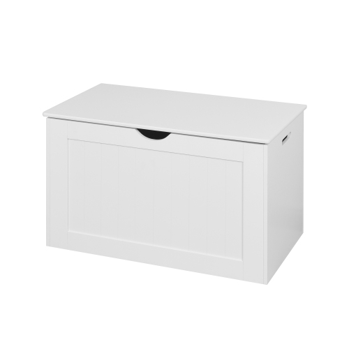 White Lift Top Entryway Storage Cabinet with 2 Safety Hinge, Wooden Toy Box、、casual