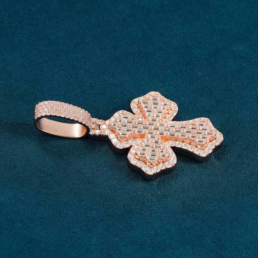 Moissanite Baguette Cross Pendant 14K Gold、mySite、hinf8tx79