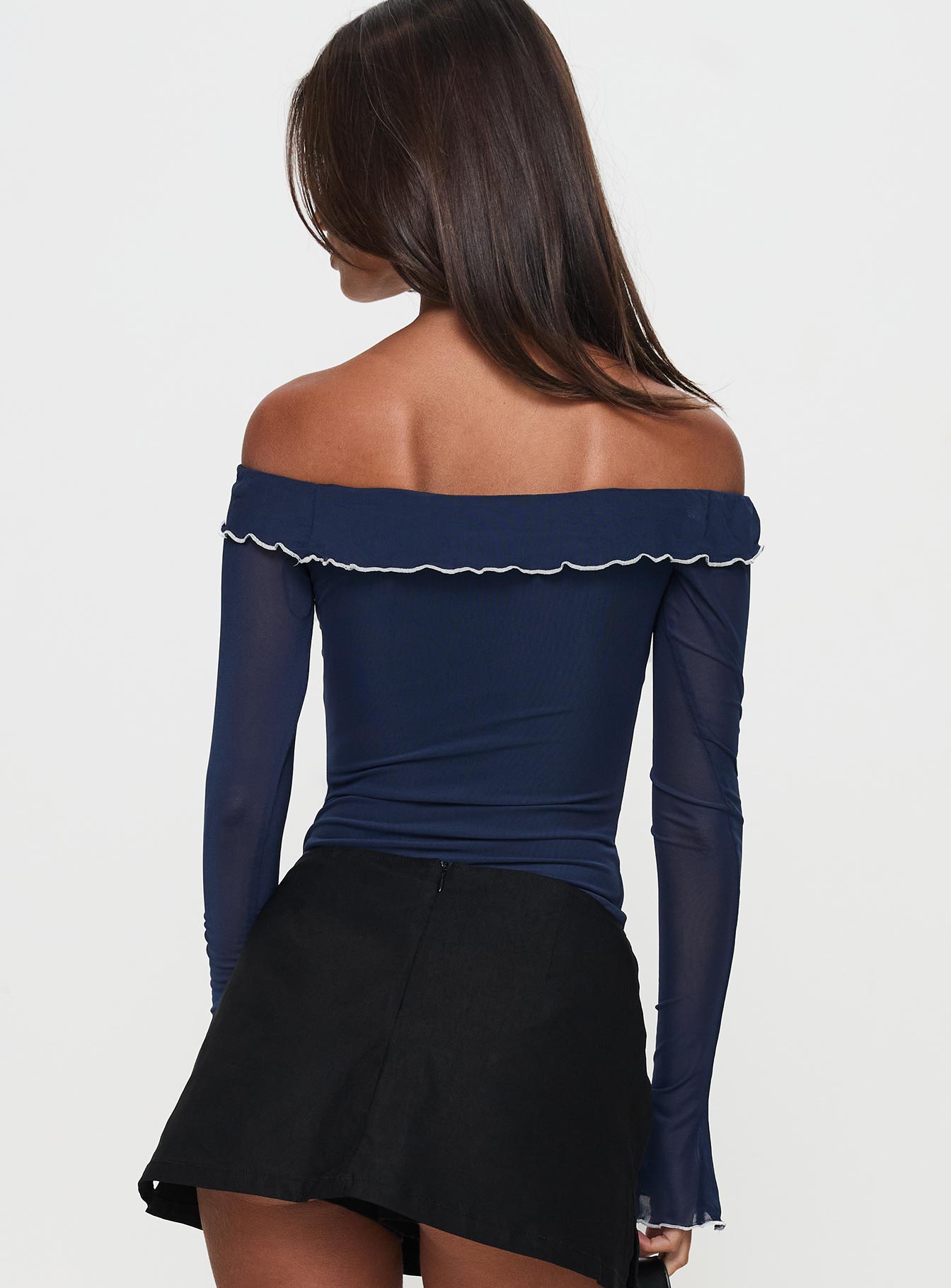 Arsema Off The Shoulder Bodysuit Navy、mySite、solidvoid