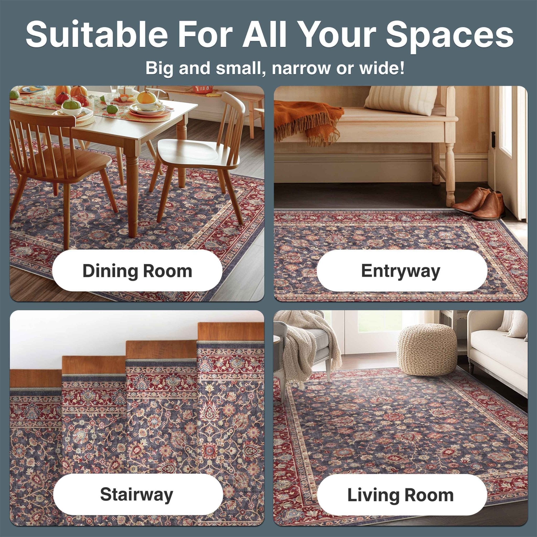 Rome Vintage Oriental Floral Flat-Weave Rug、mySite、gigharbornorthrealestate