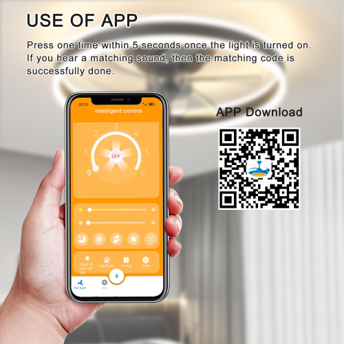 Ceiling Fans with Lights Dimmable LED Embedded installation of thin modern ceiling fans(Orange)、、eastwooduniform