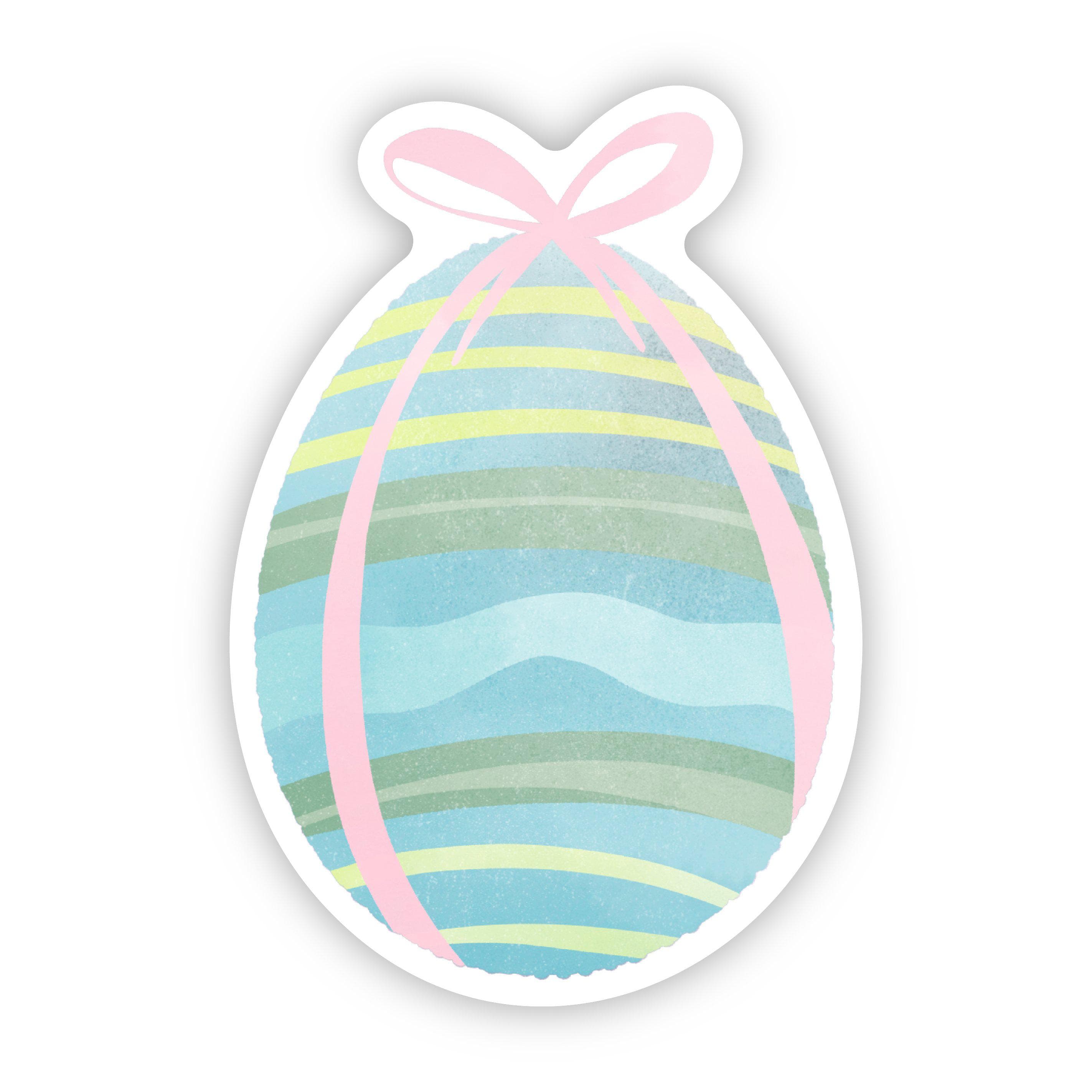  Teal Egg with Stripes Easter Sticker、mySite、elrpsem3k