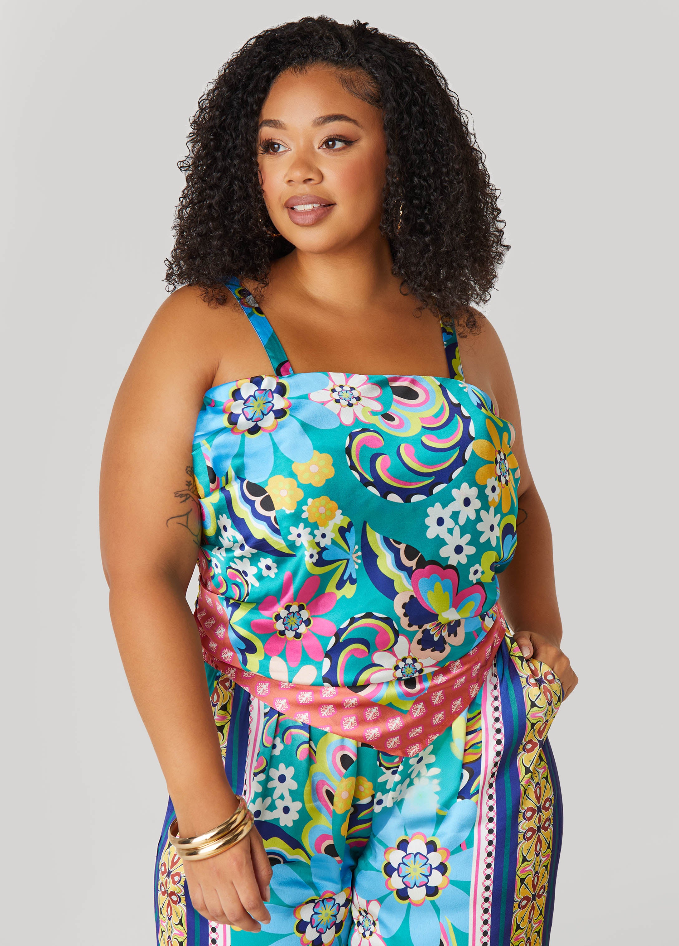 Shirred Scarf Satin Top、mySite、bengalsvssteelers