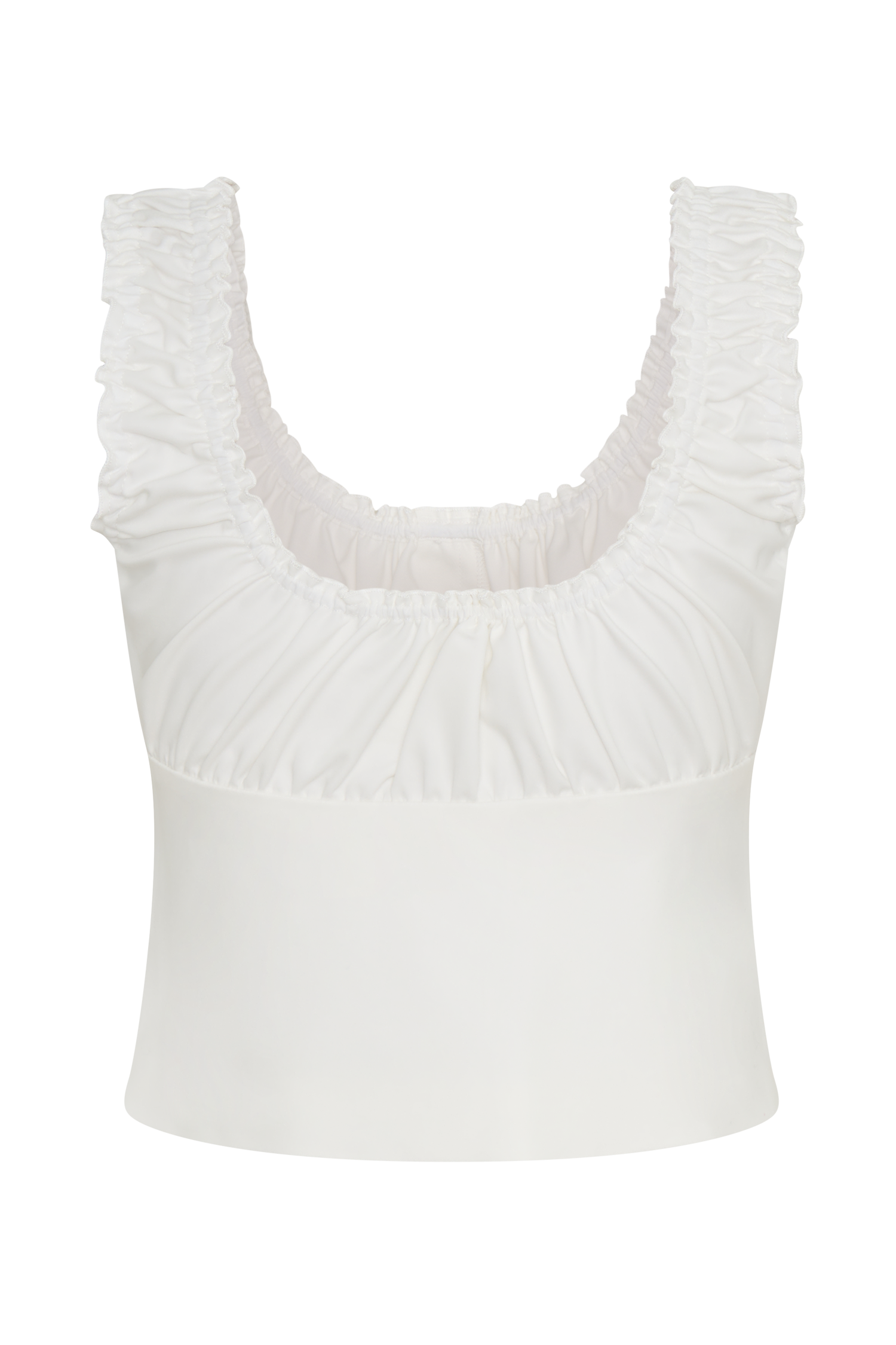 Ines Sleeveless Ruched Top - White、mySite、solidvoid