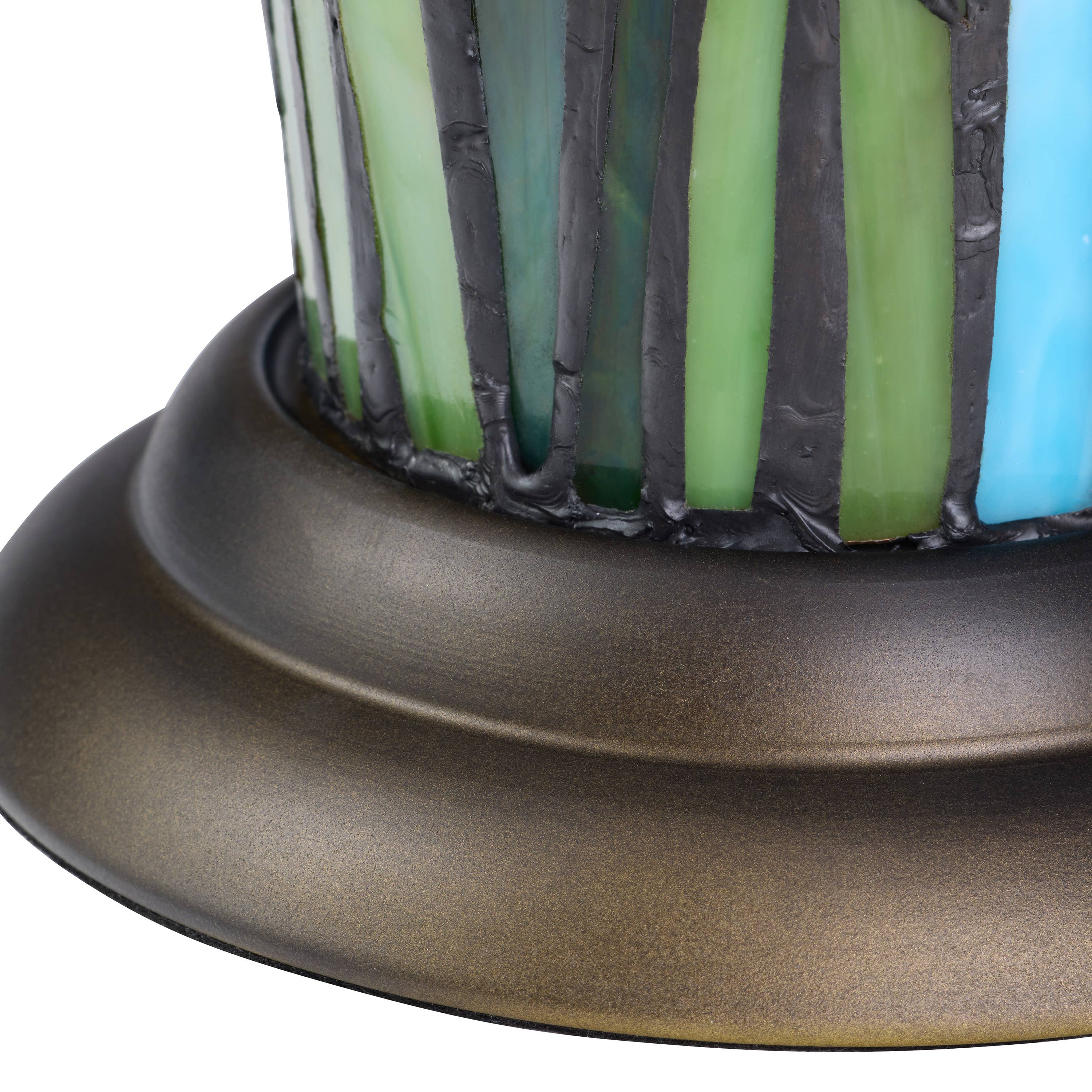 River of Goods - 13.5H Tiffany-Style Floral Vase Stained Glass Table Lamp、mySite、g9winljtr